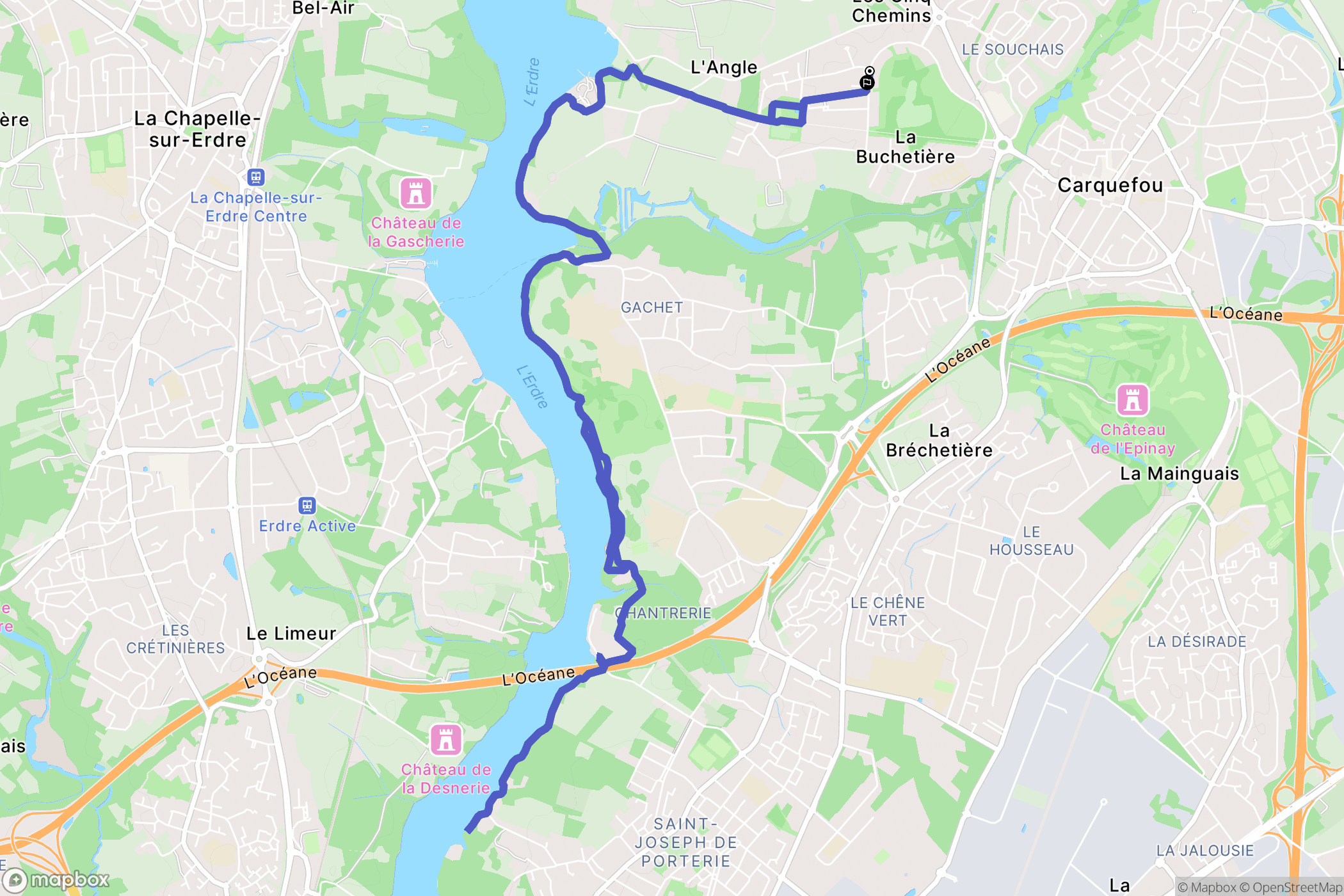 Carquefou : carte du parcours de randonnée - France
