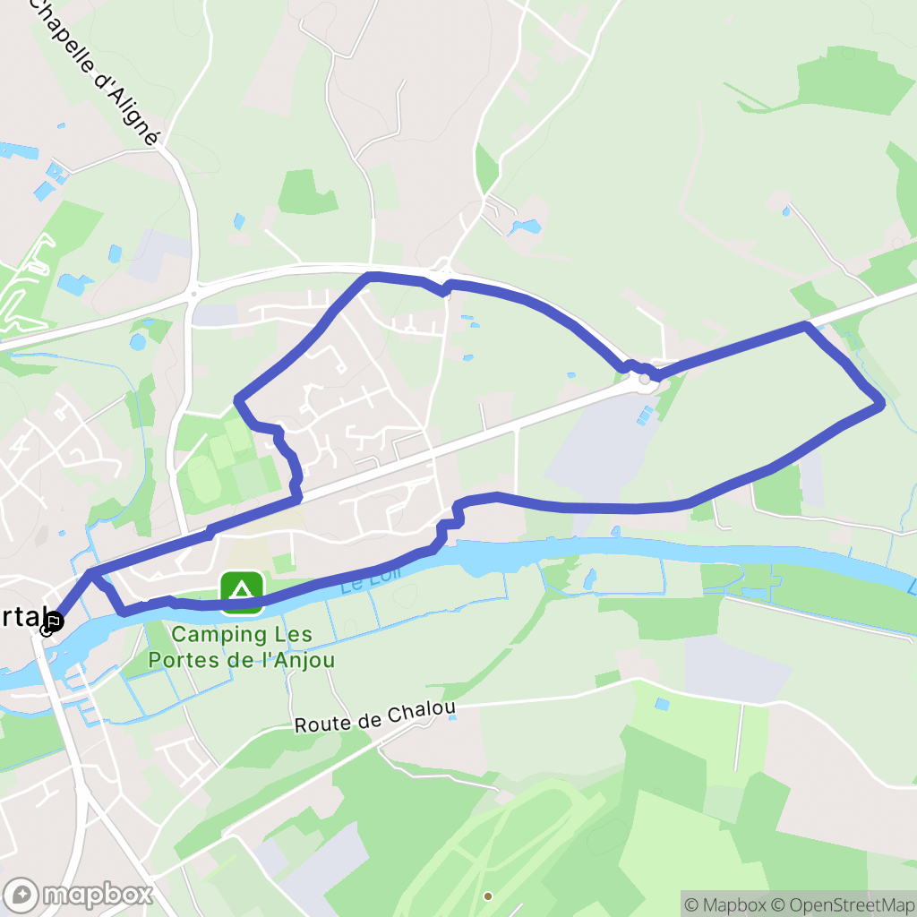 Durtal : carte du parcours de randonnée - France
