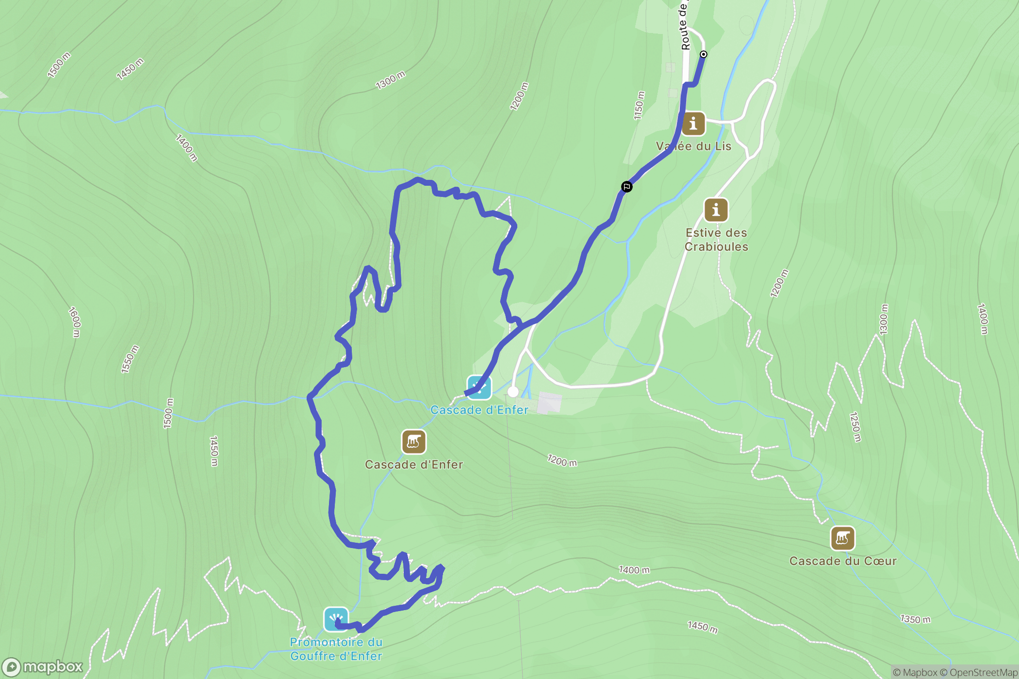 Cazeaux-de-Larboust : carte du parcours de randonnée - France