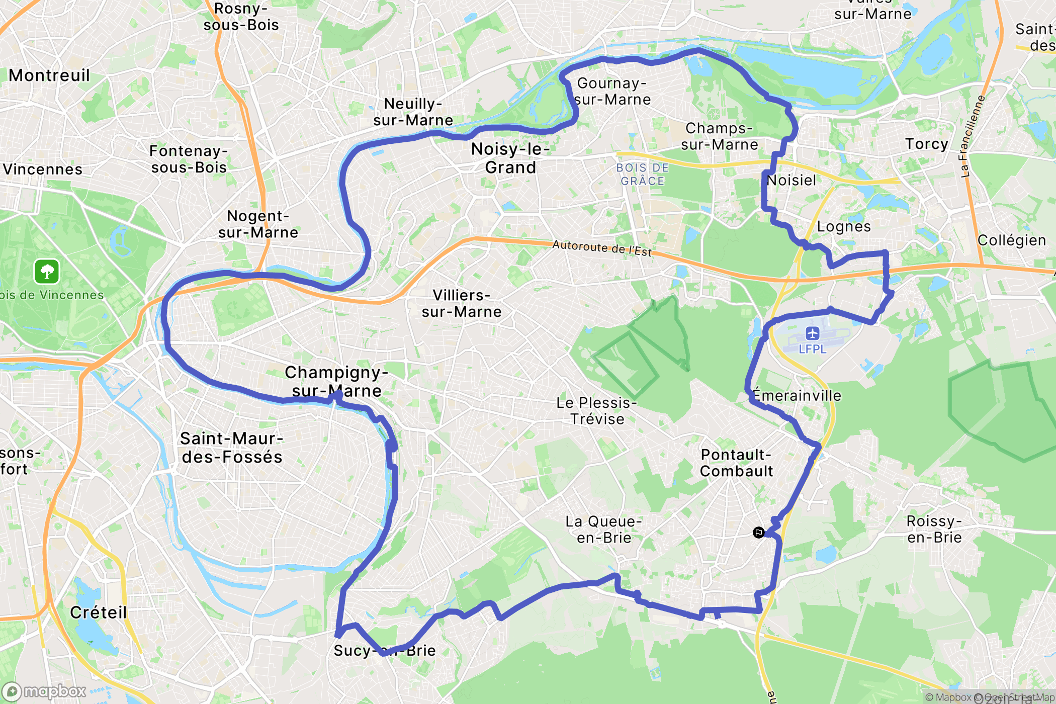Pontault-Combault : carte du parcours de randonnée - France