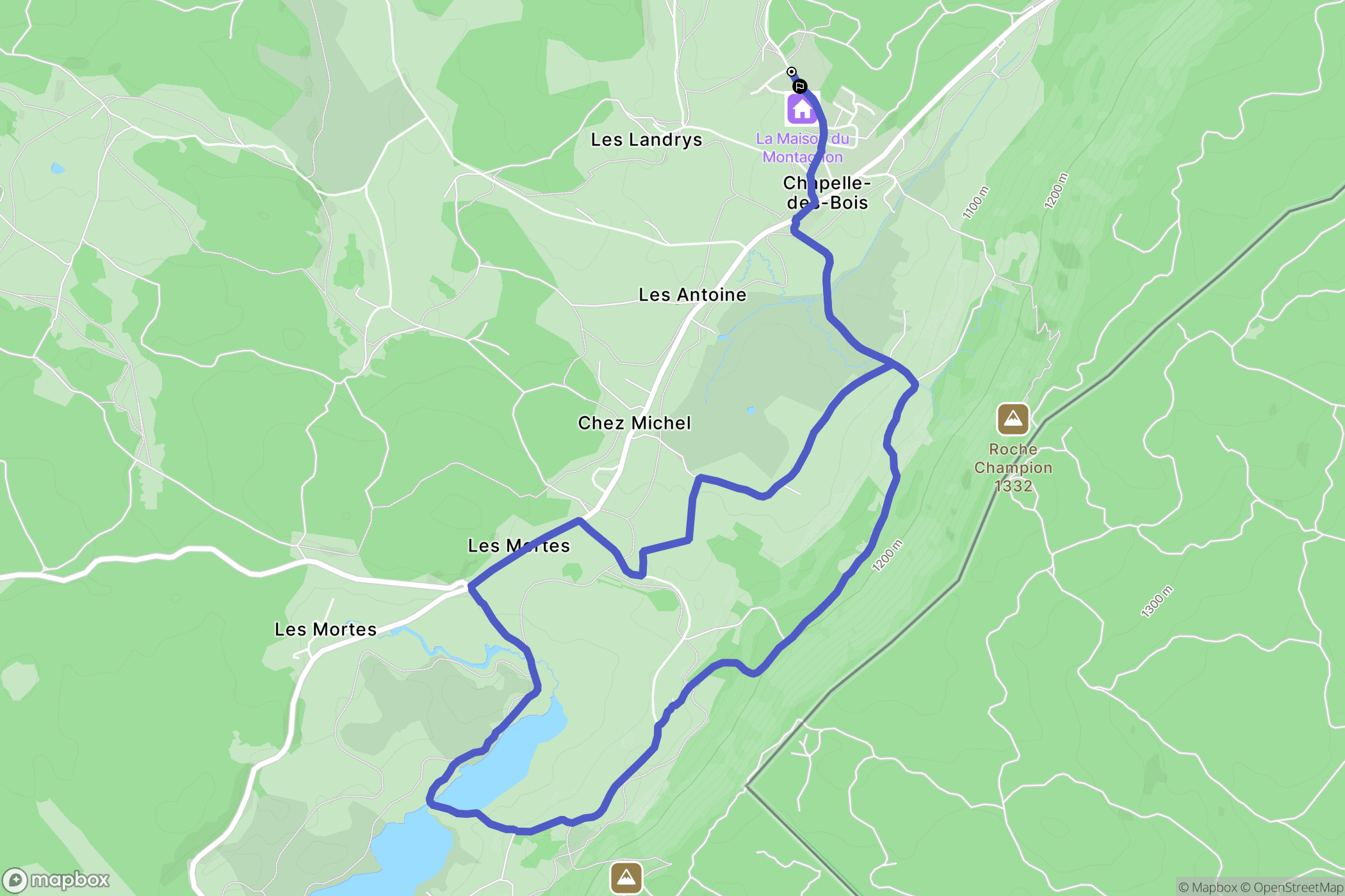Chapelle-des-Bois : carte du parcours de randonnée - France