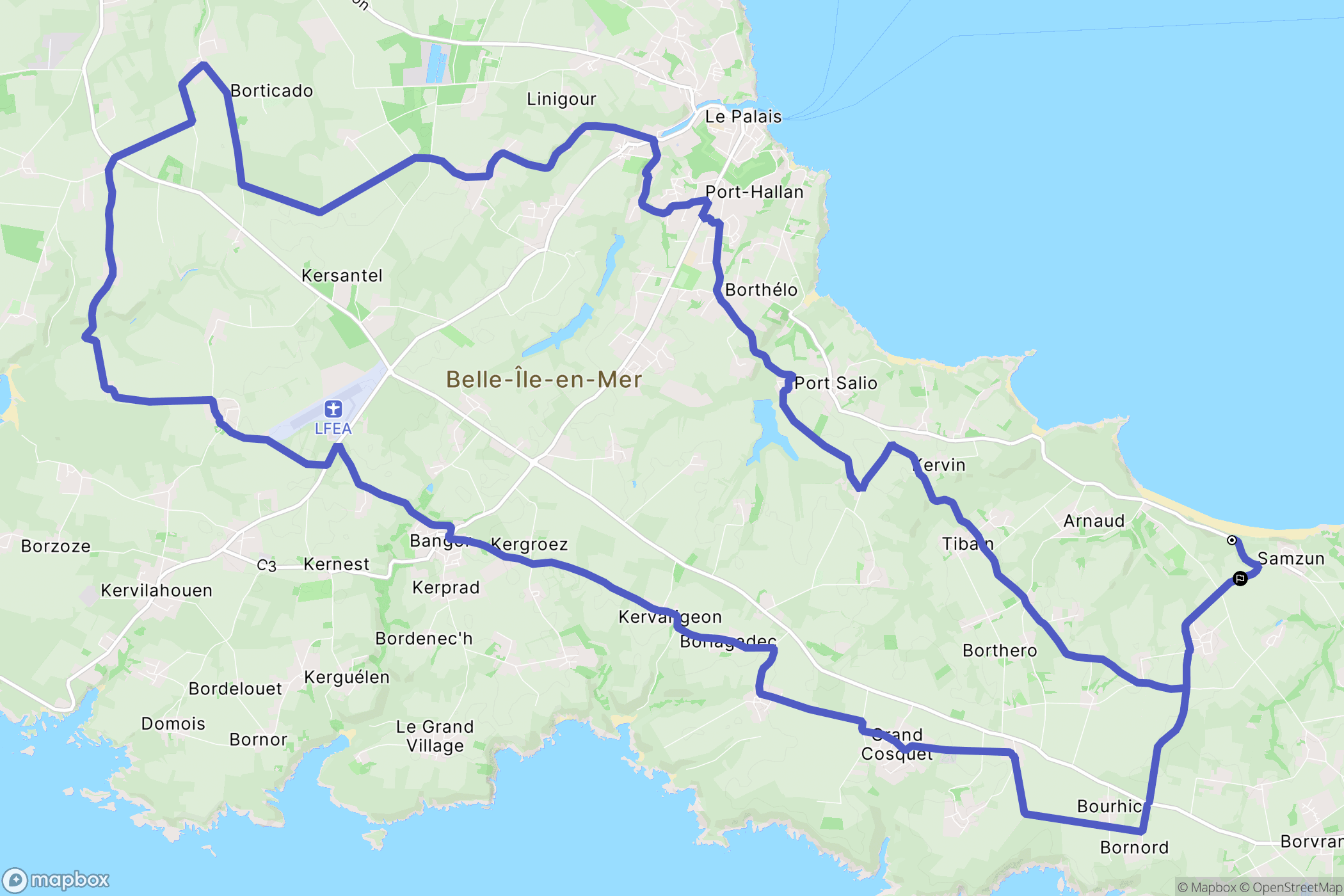 Locmaria : carte du parcours de randonnée - France
