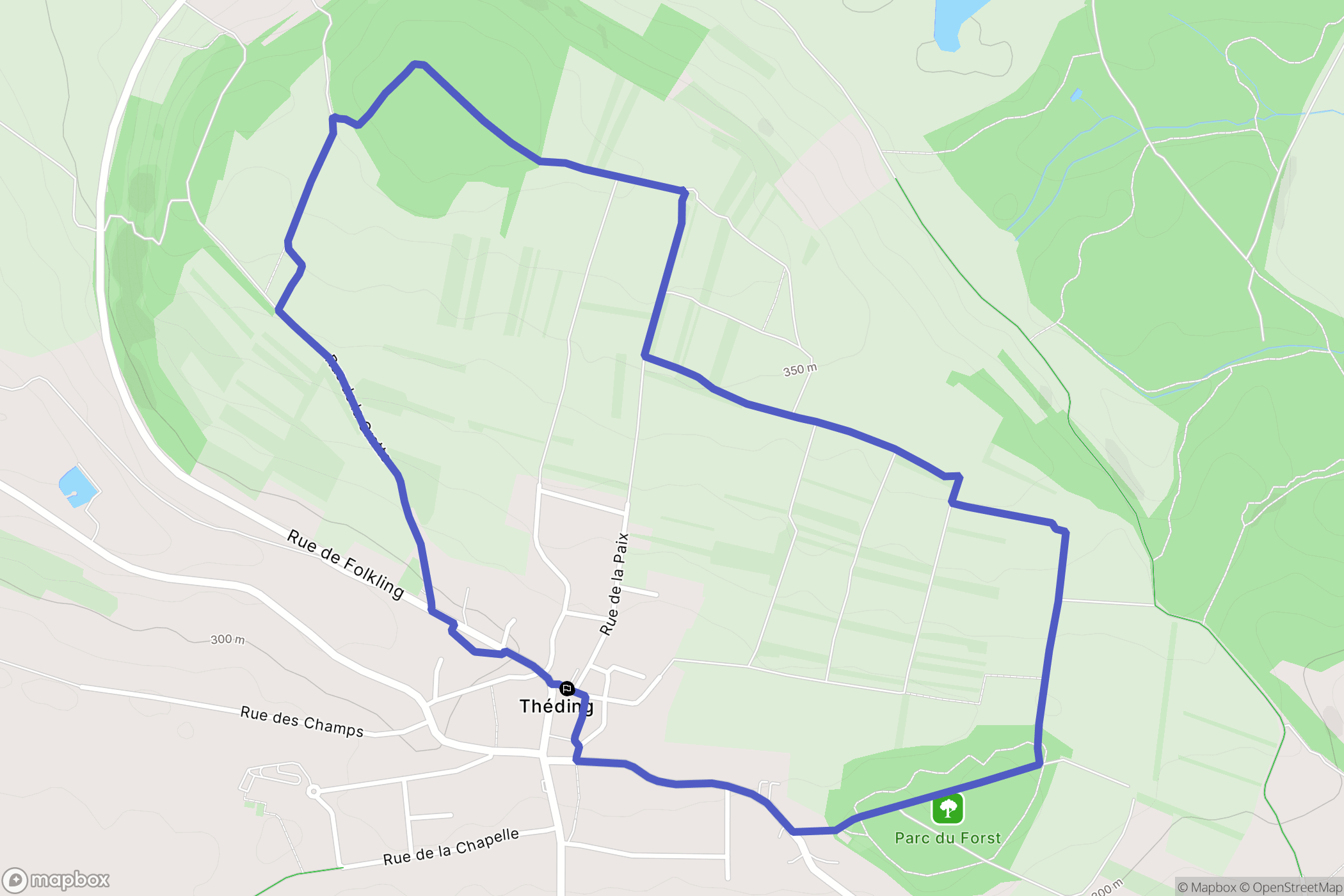 Théding : carte du parcours de randonnée - France