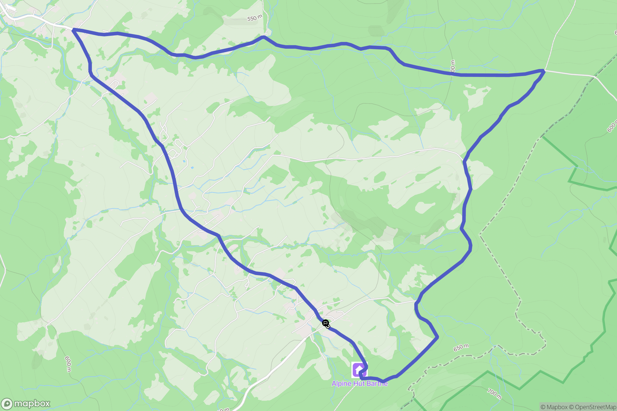 Bartne: mapa trasy - Poland
