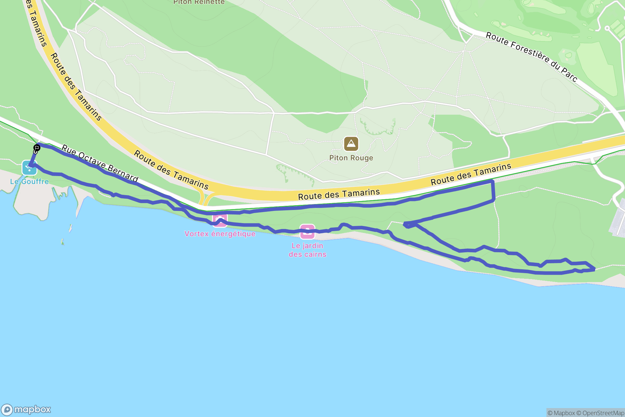 L'Étang-Salé : carte du parcours de randonnée - France