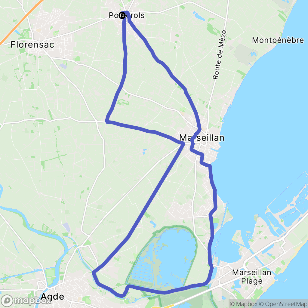 Pomérols : carte du parcours de randonnée - France