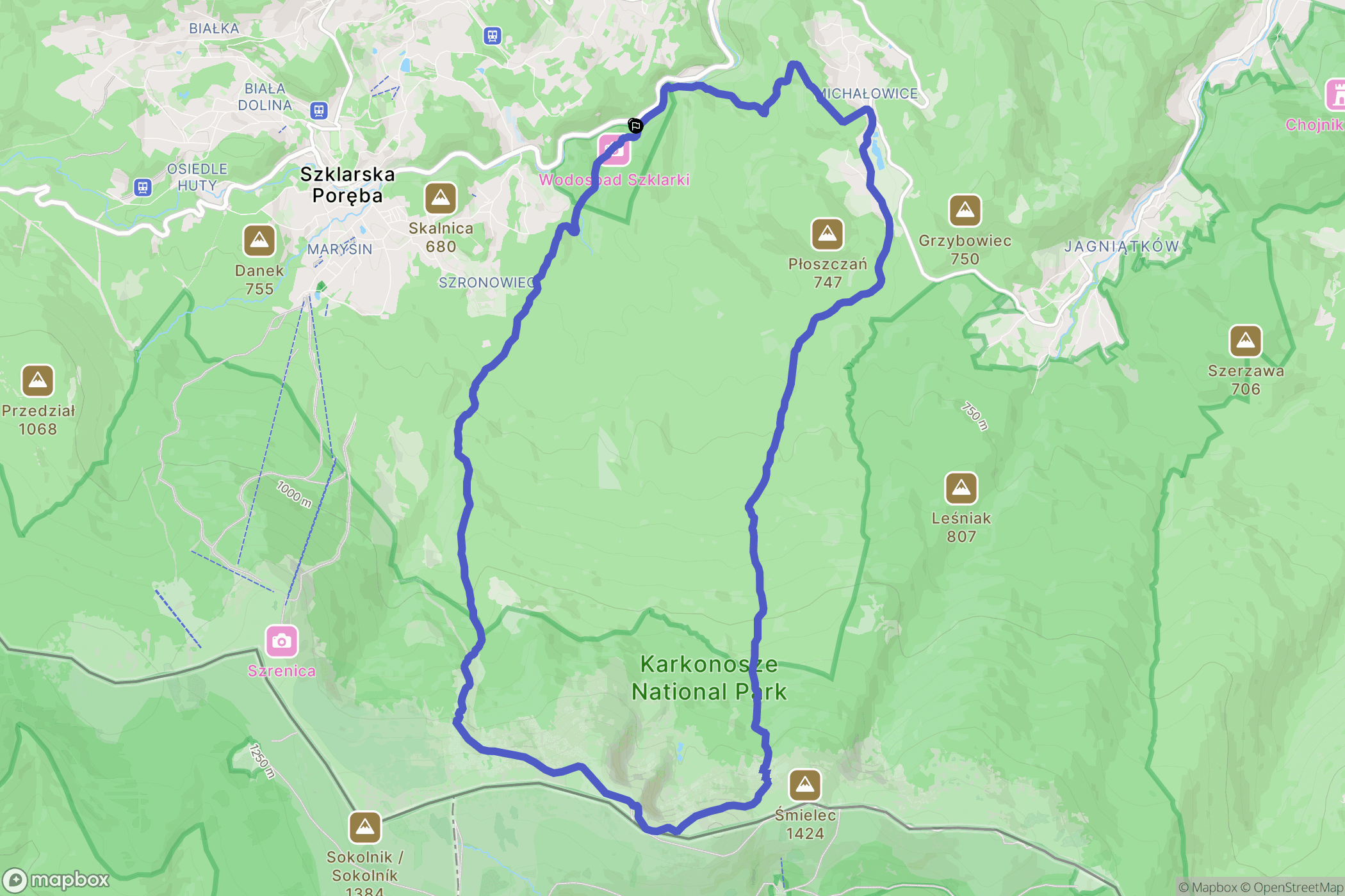 Szklarska Poręba: mapa trasy - Poland