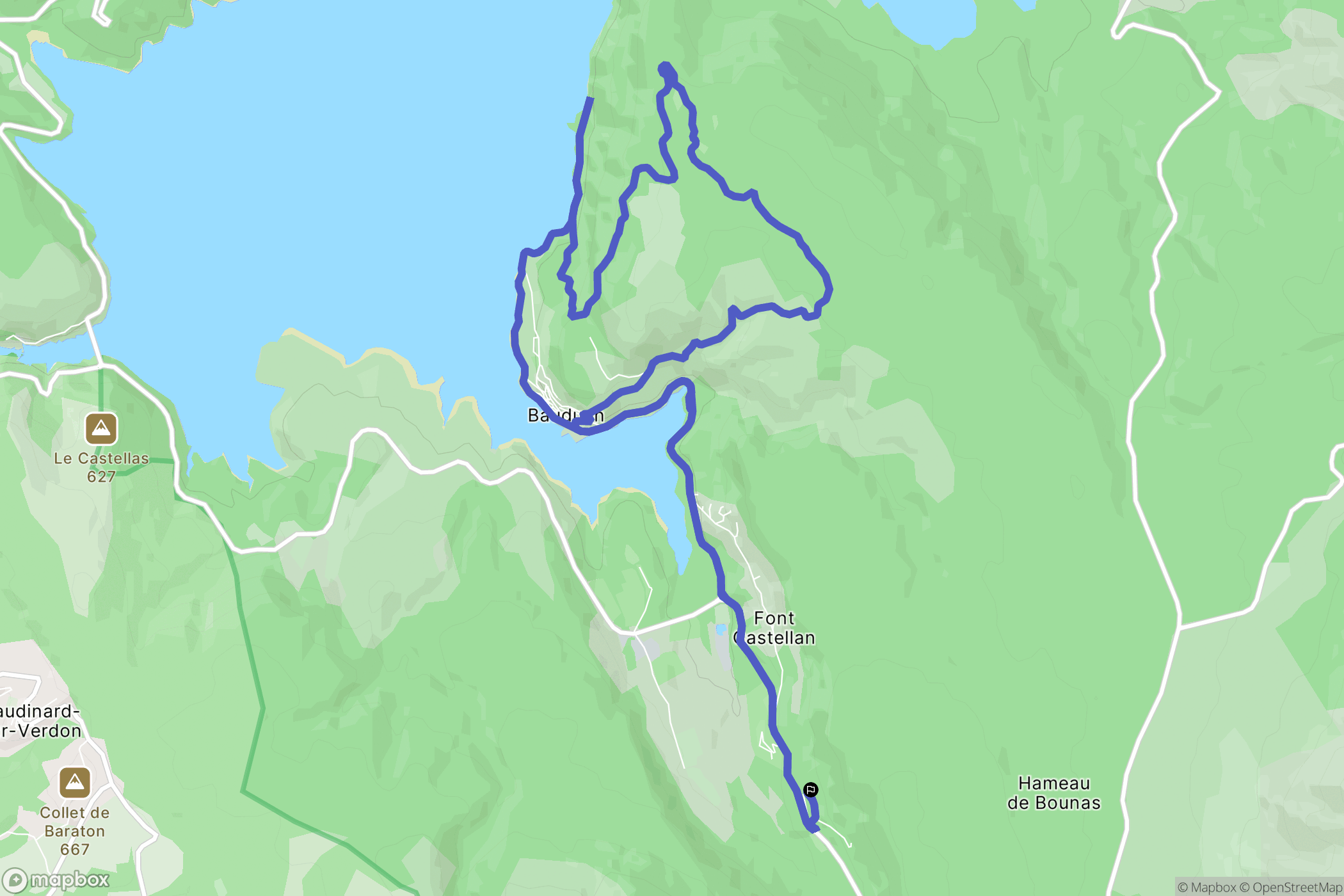 Bauduen : carte du parcours de randonnée - France