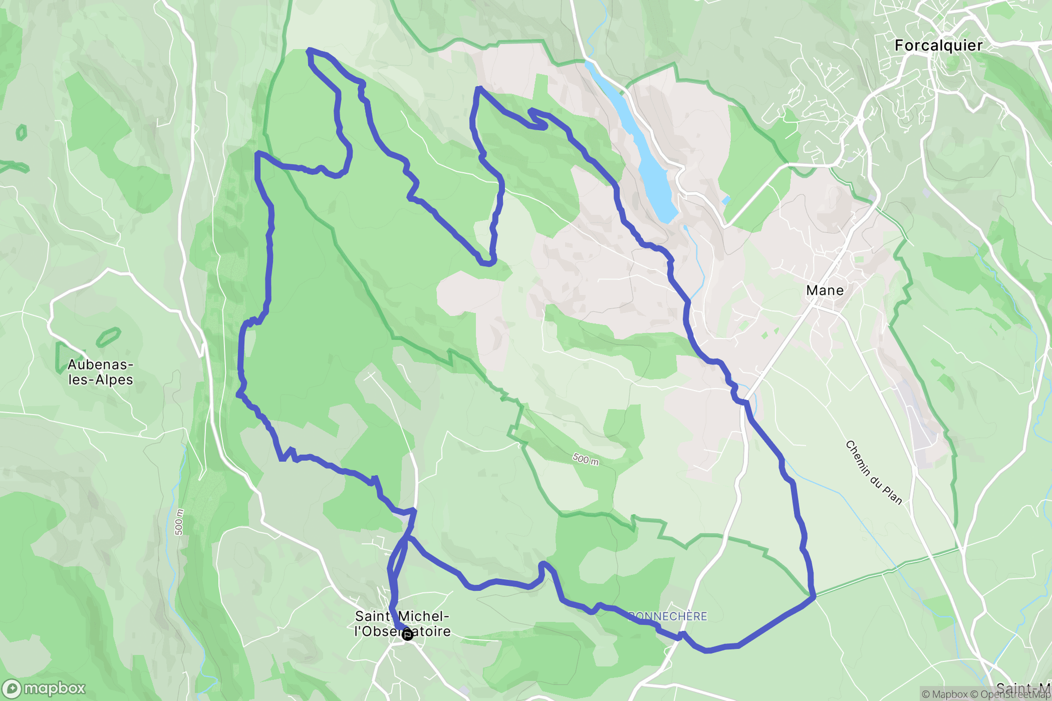 Saint-Michel-l'Observatoire : carte du parcours de randonnée - France