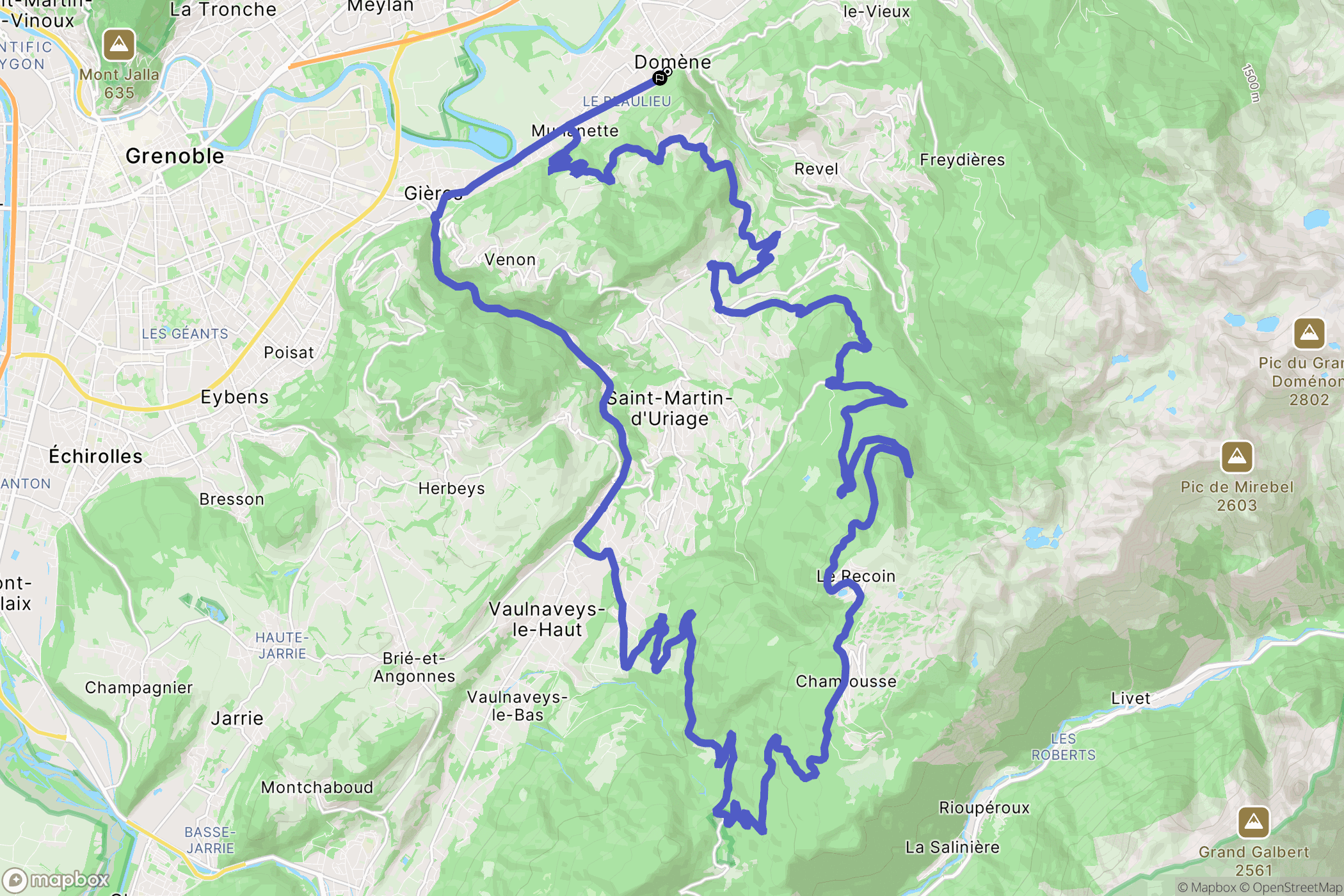 Domène : carte du parcours de randonnée - France