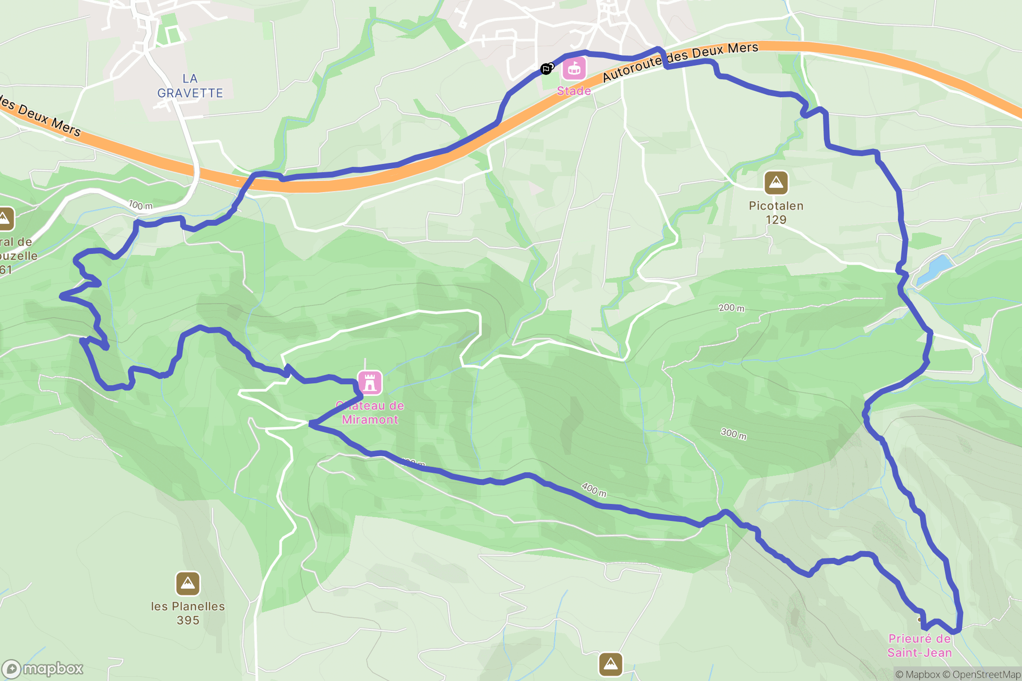 Barbaira : carte du parcours de randonnée - France