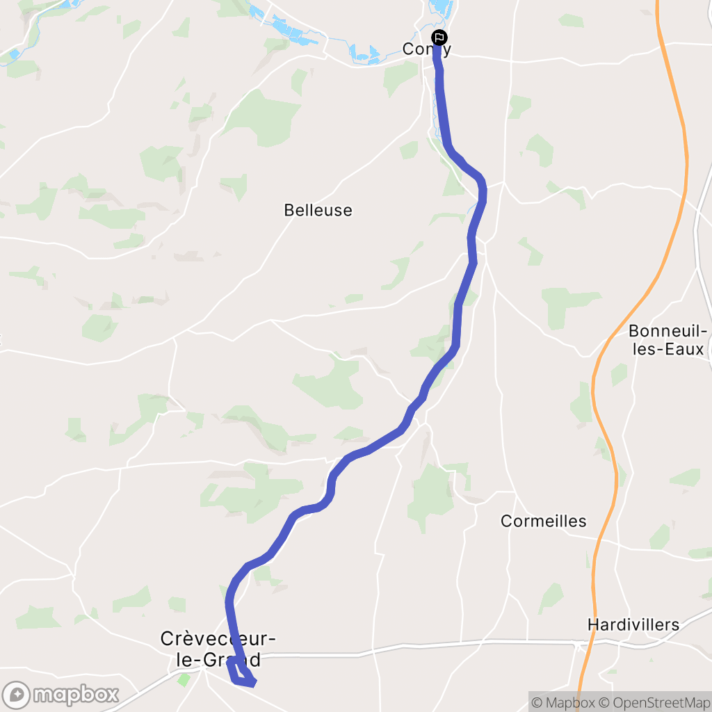 Conty : carte du parcours de randonnée - France