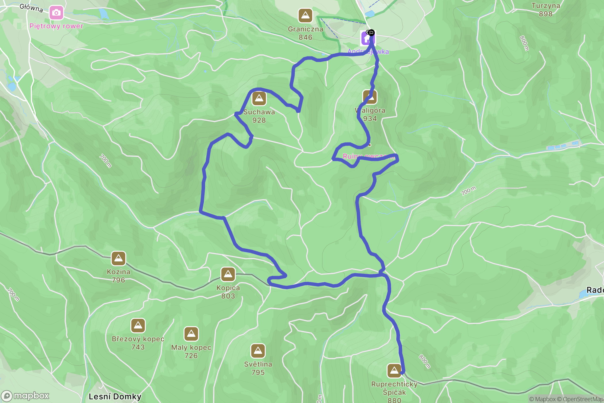 Rybnica Leśna: mapa trasy - Poland