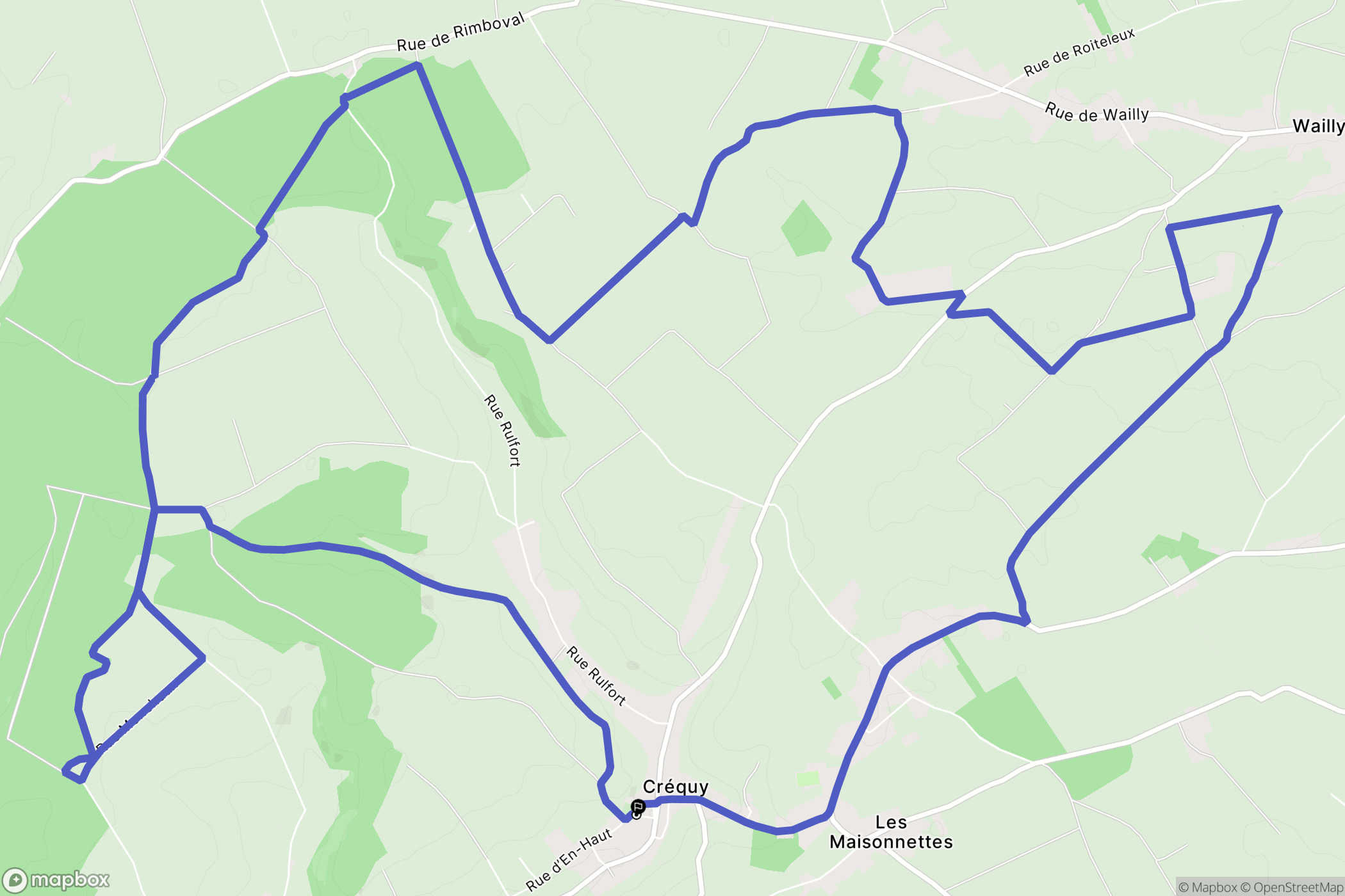 Créquy : carte du parcours de randonnée - France