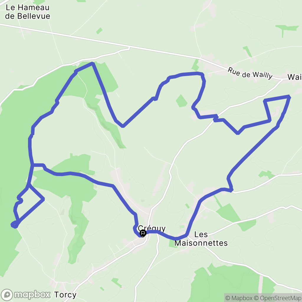 Créquy : carte du parcours de randonnée - France