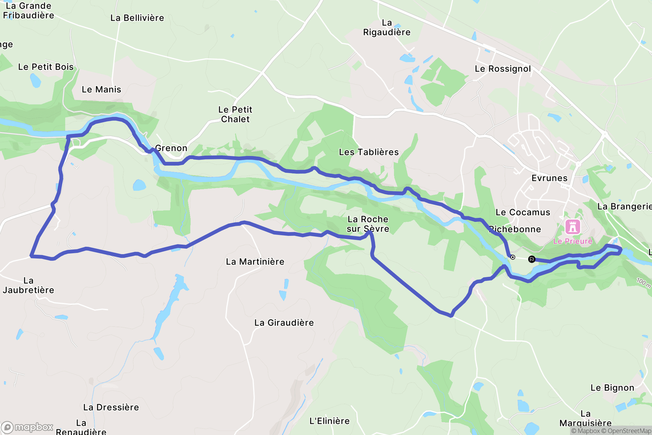 Mortagne-sur-Sèvre : carte du parcours de randonnée - France