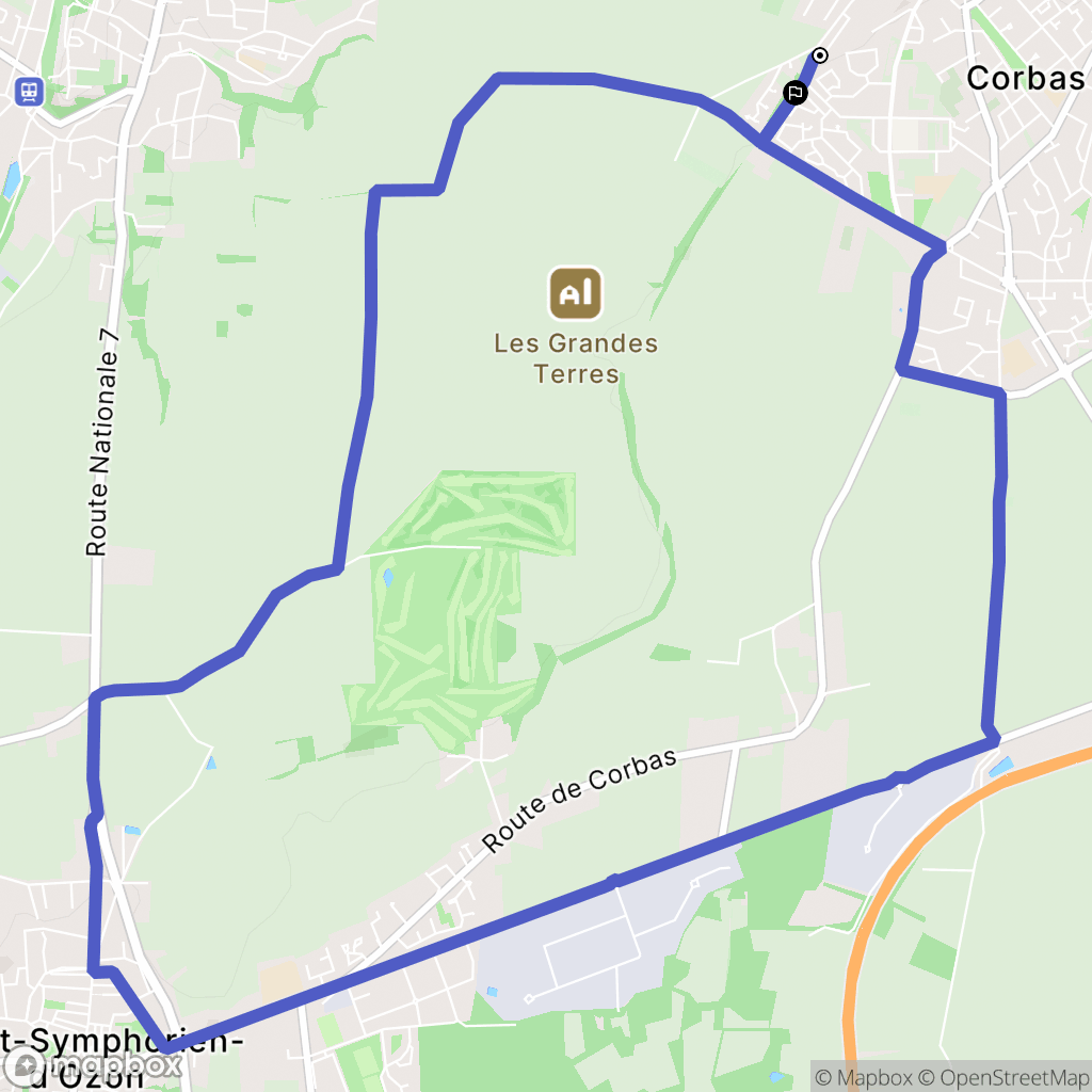 Corbas : carte du parcours de randonnée - France