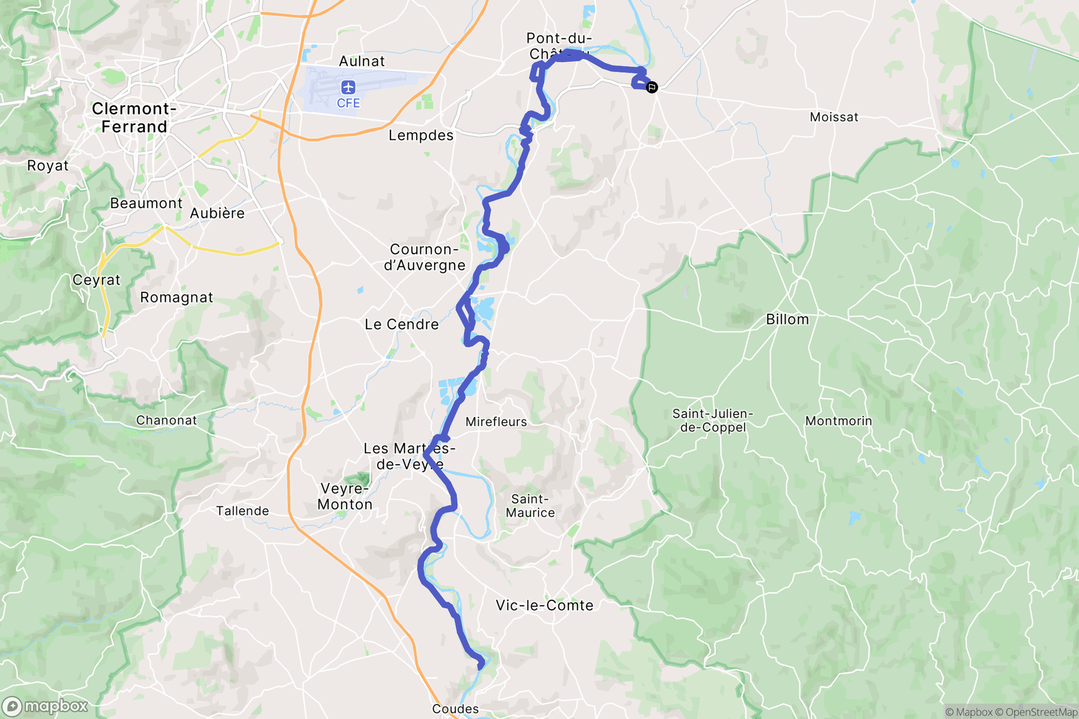 Vertaizon : carte du parcours de randonnée - France