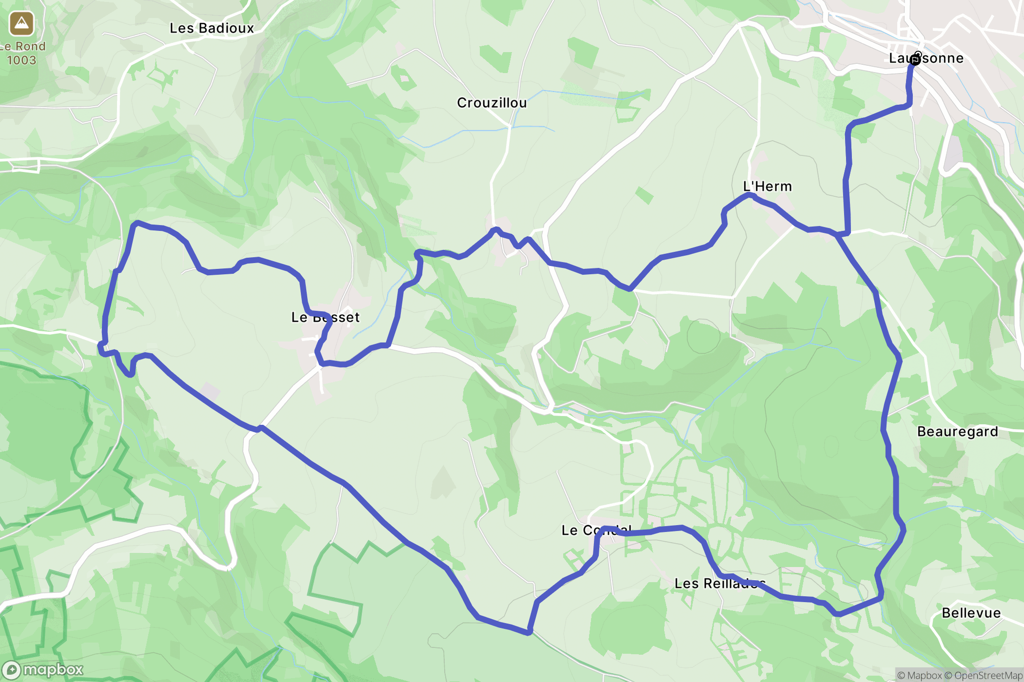 Laussonne : carte du parcours de randonnée - France