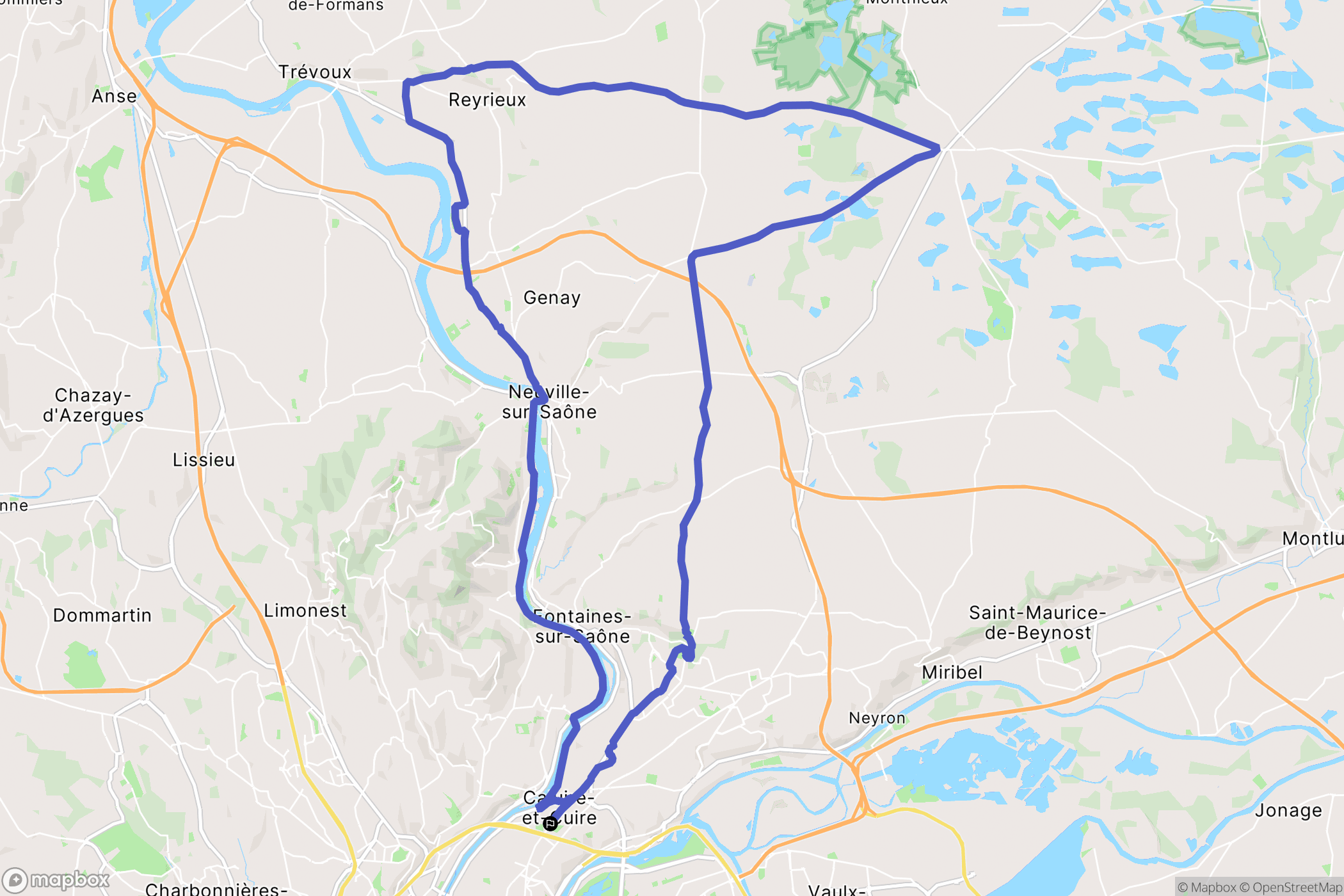 Caluire-et-Cuire : carte du parcours de randonnée - France