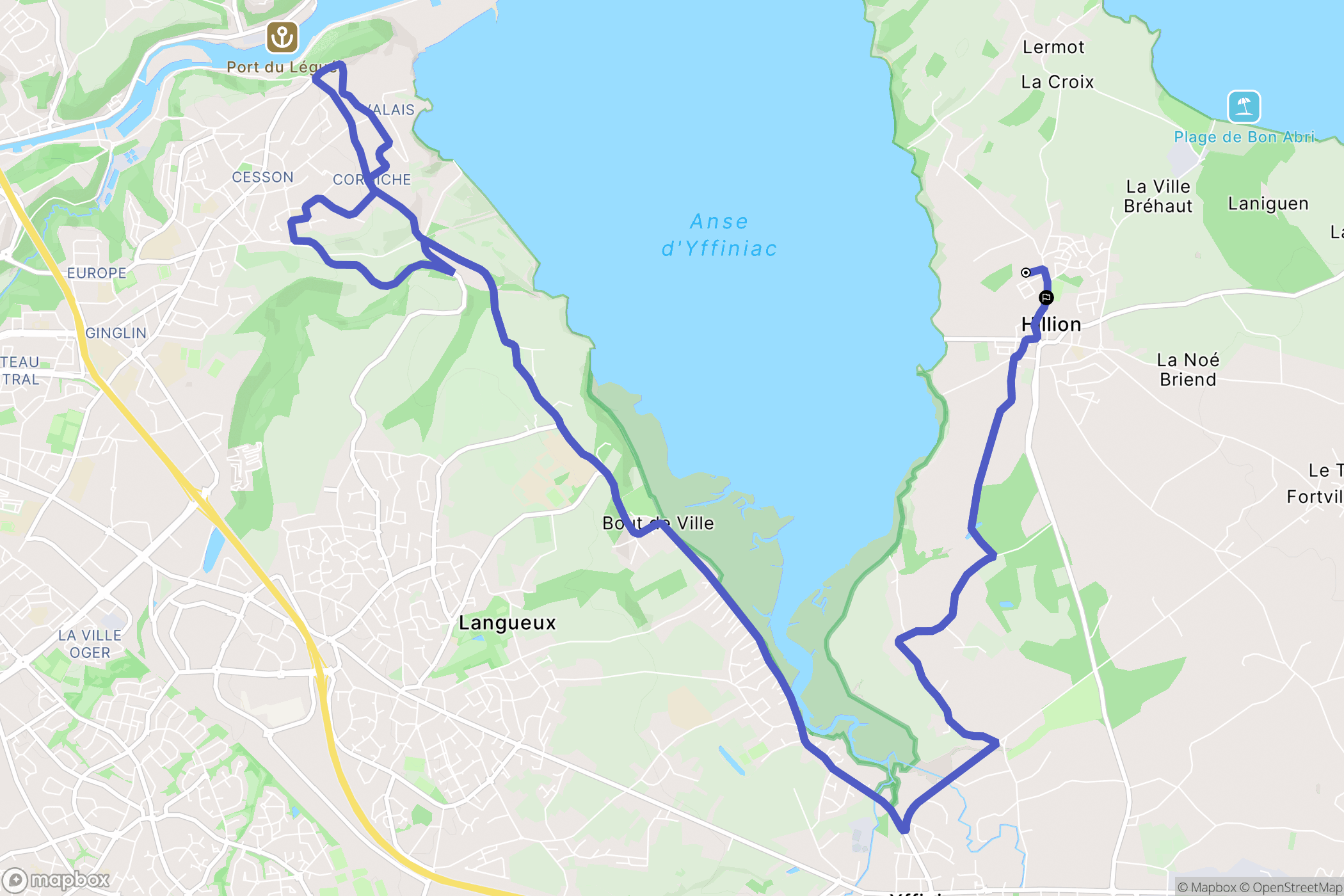 Hillion : carte du parcours de randonnée - France