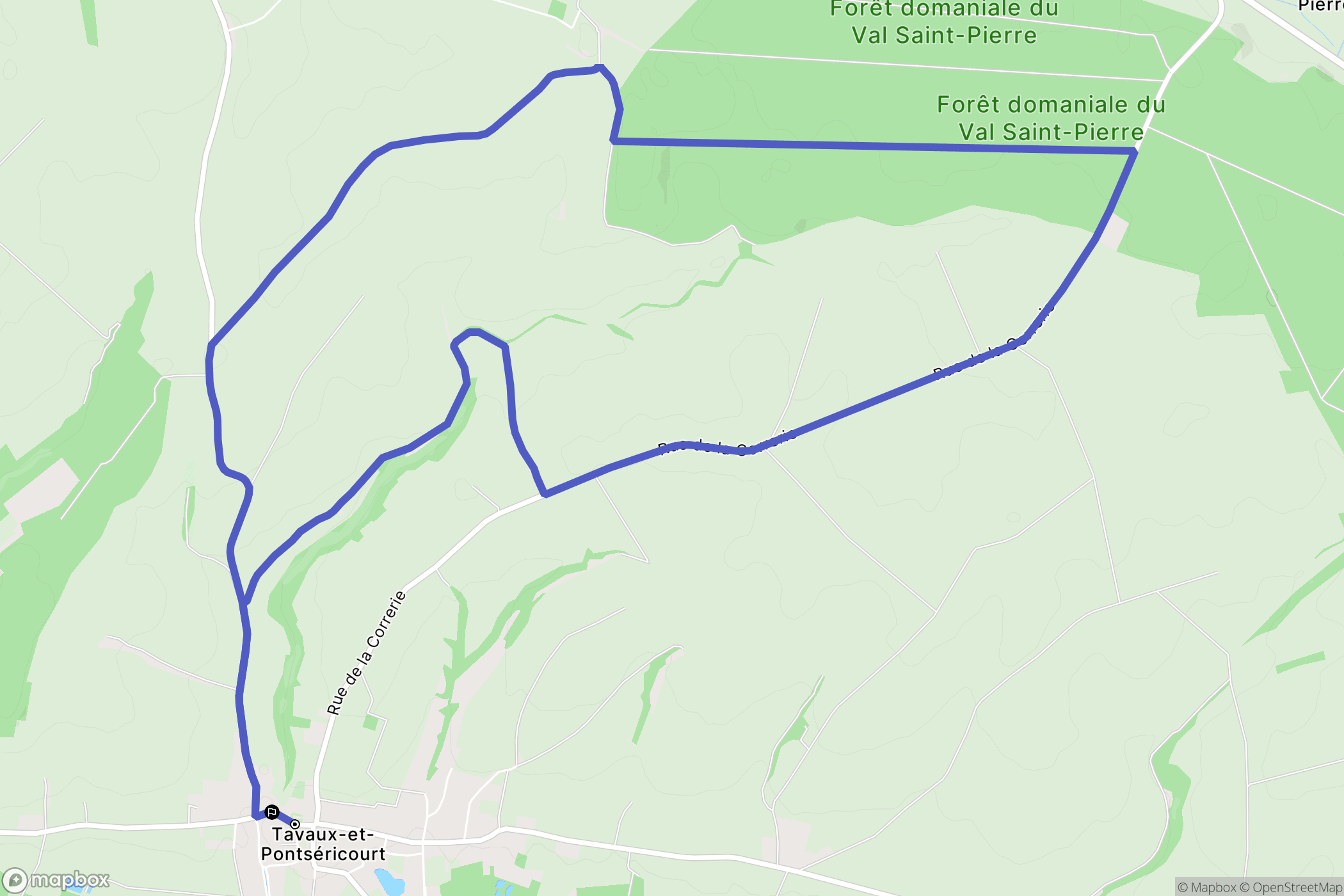 Tavaux-et-Pontséricourt : carte du parcours de randonnée - France