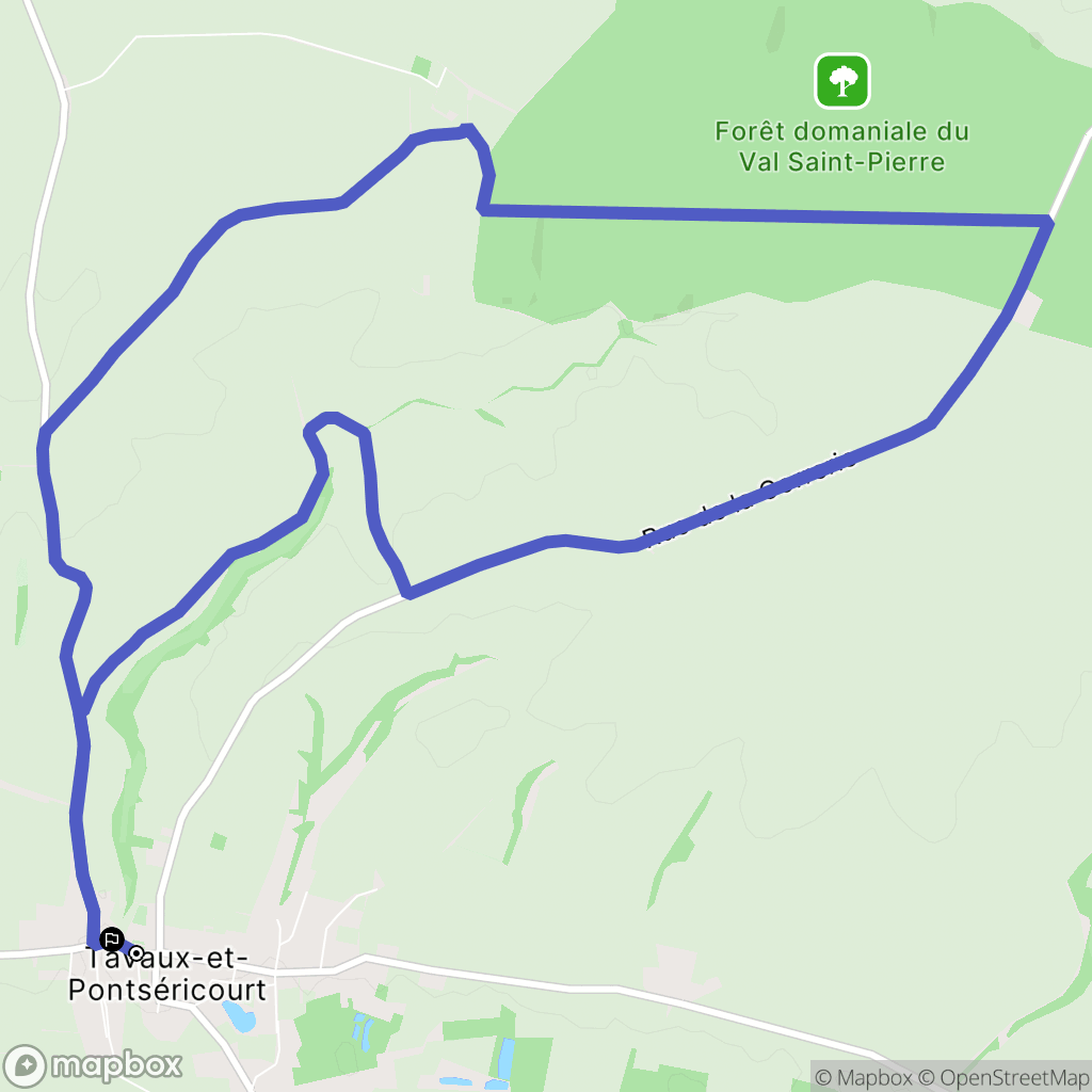 Tavaux-et-Pontséricourt : carte du parcours de randonnée - France