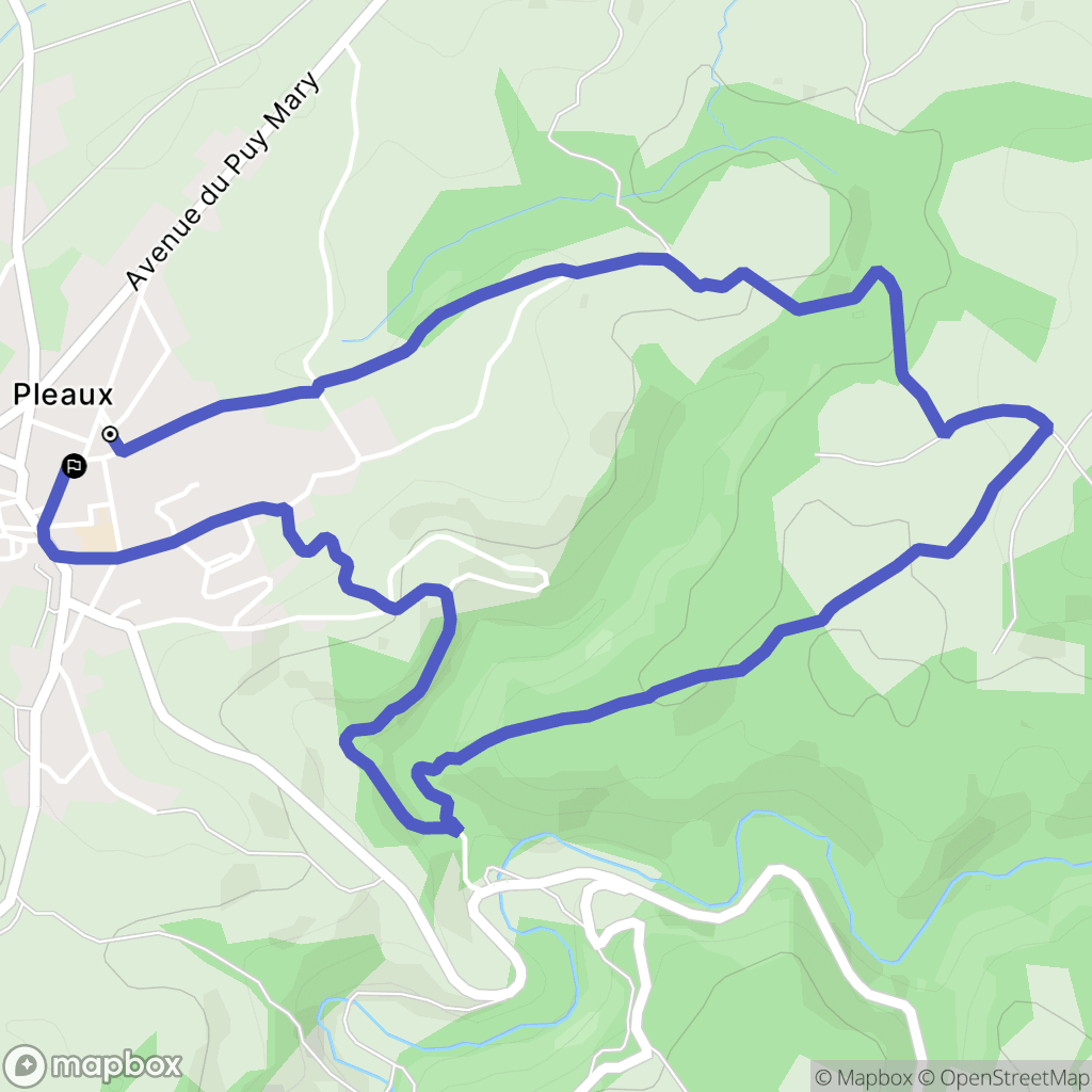 Pleaux : carte du parcours de randonnée - France