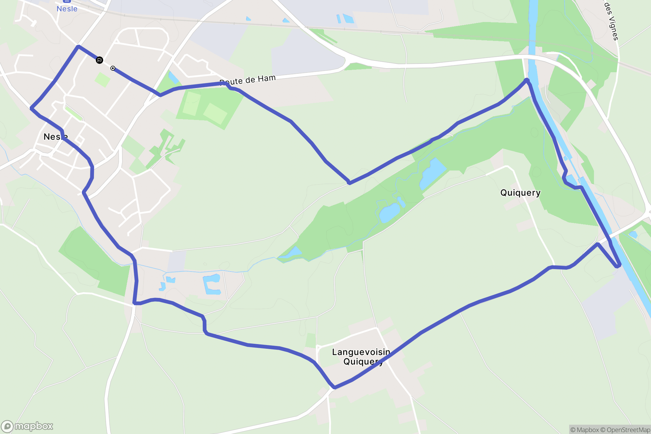 Nesle : carte du parcours de randonnée - France