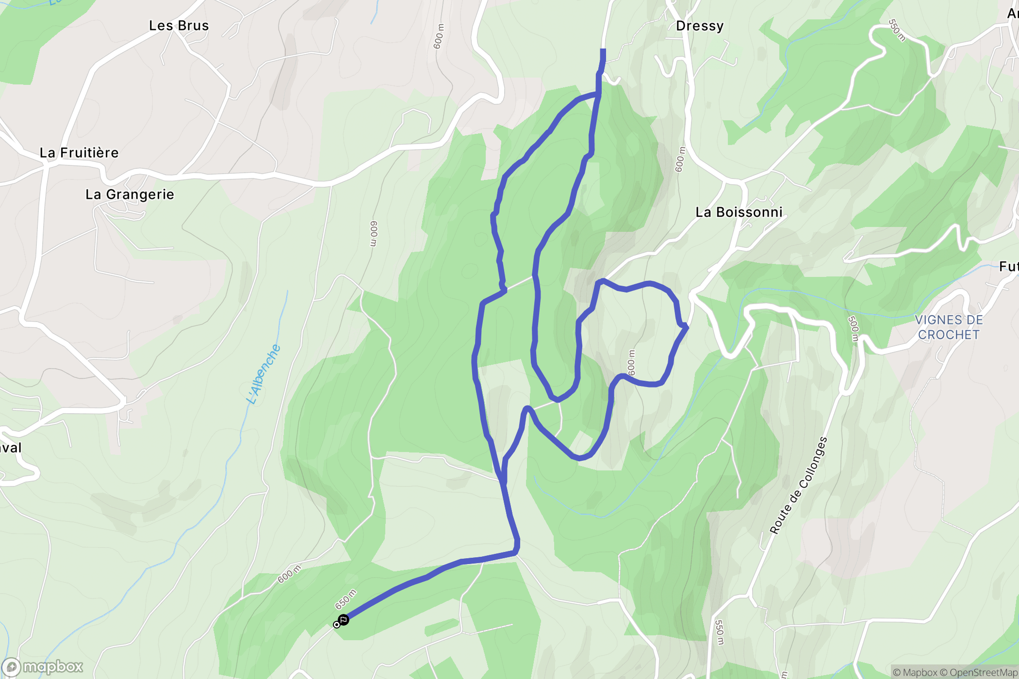 Entrelacs : carte du parcours de randonnée - France