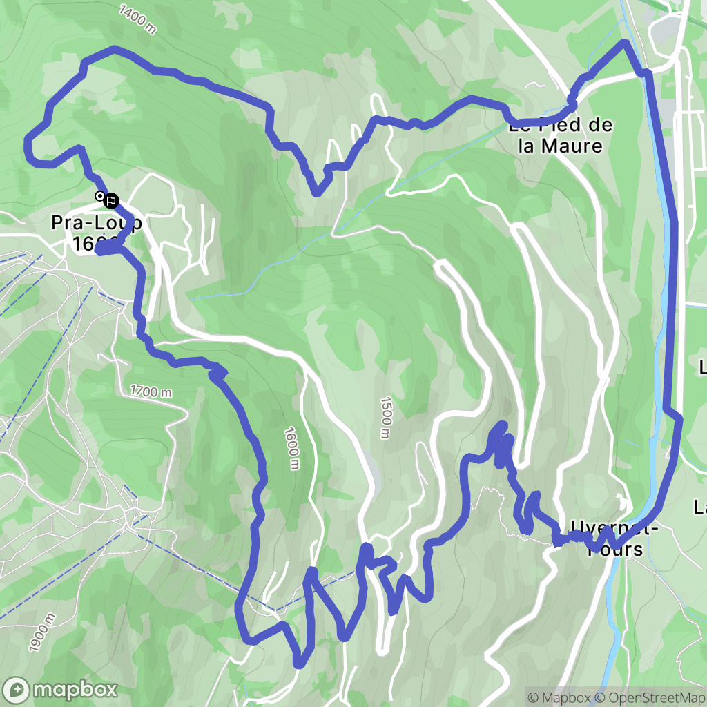 Uvernet-Fours : carte du parcours de randonnée - France