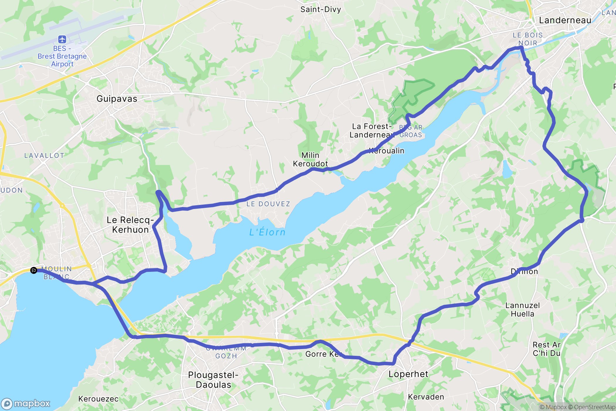 Guipavas : carte du parcours de randonnée - France