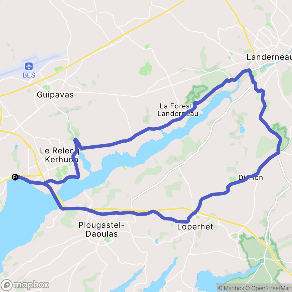 Guipavas : carte du parcours de randonnée - France