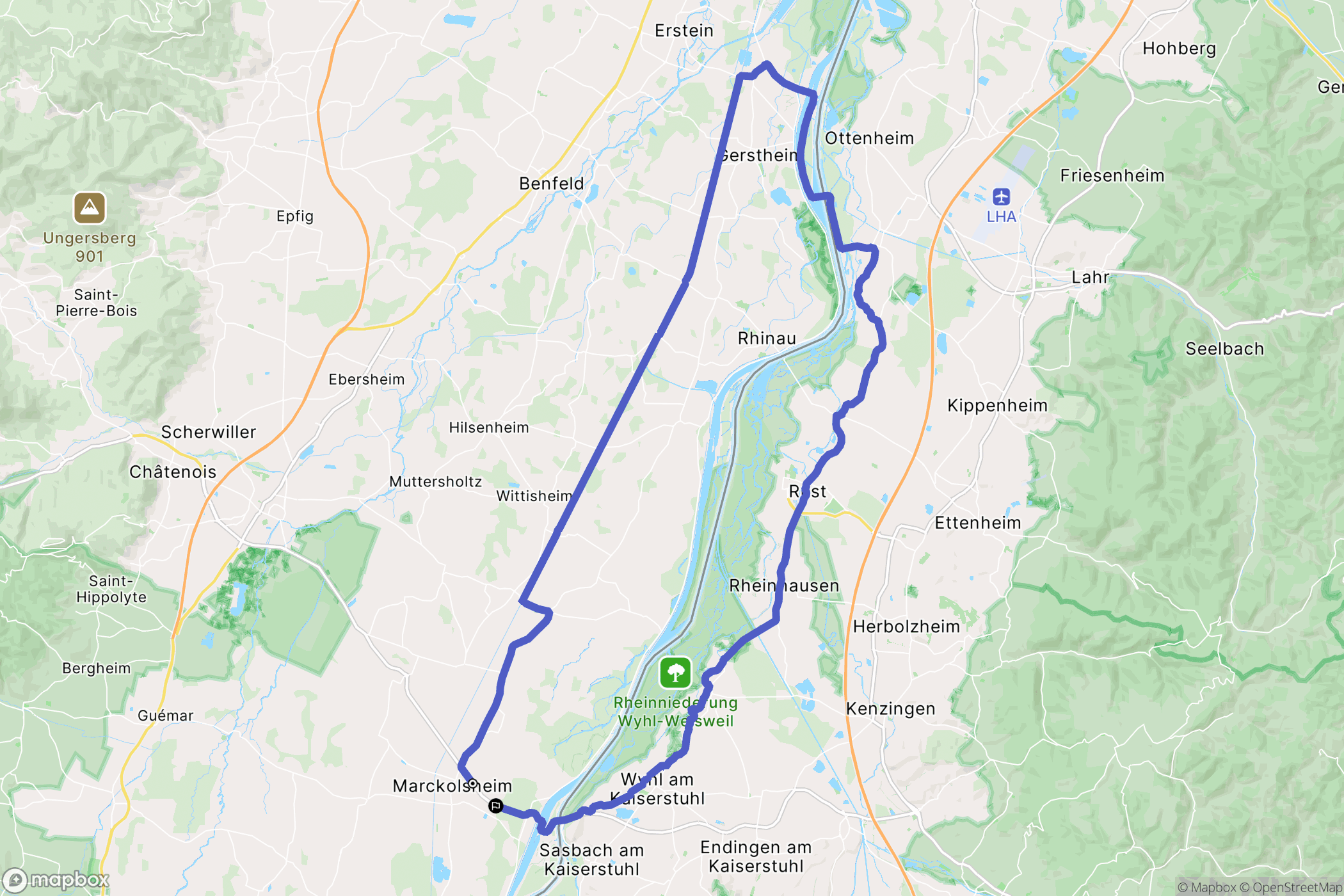 Marckolsheim : carte du parcours de randonnée - France