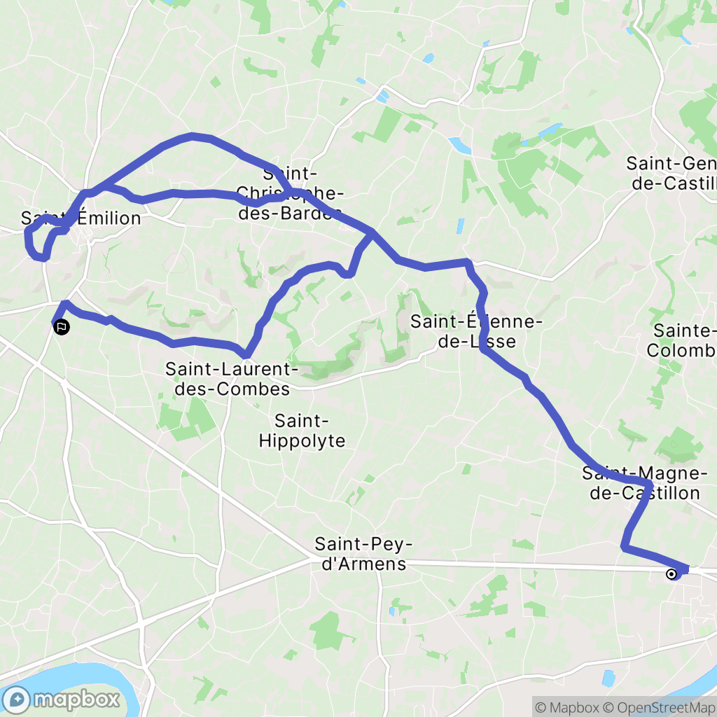 Saint-Magne-de-Castillon : carte du parcours de randonnée - France