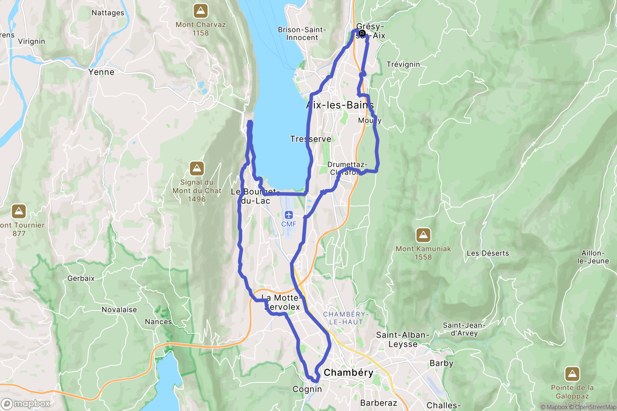 Grésy-sur-Aix : carte du parcours de randonnée - France