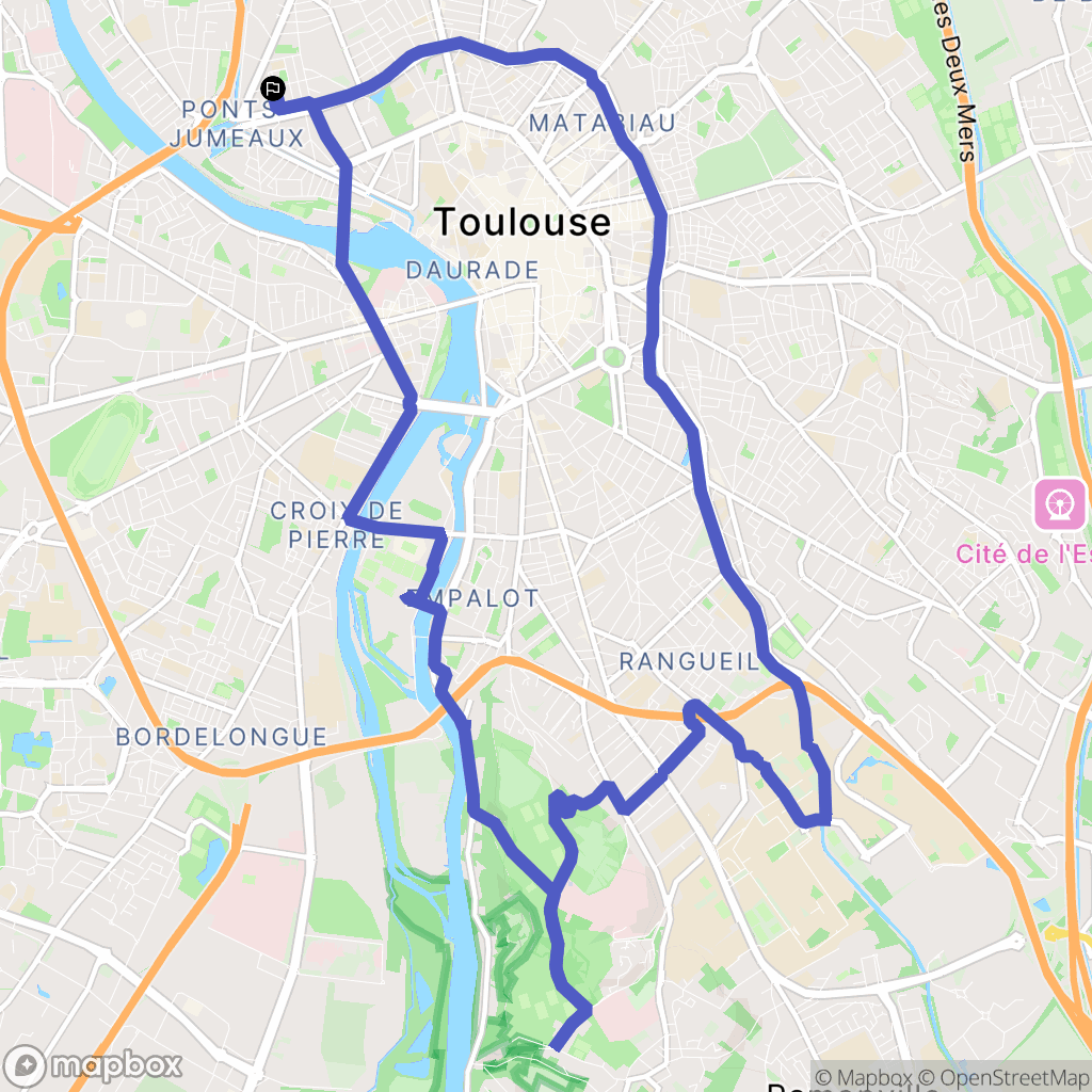 Toulouse : carte du parcours de randonnée - France
