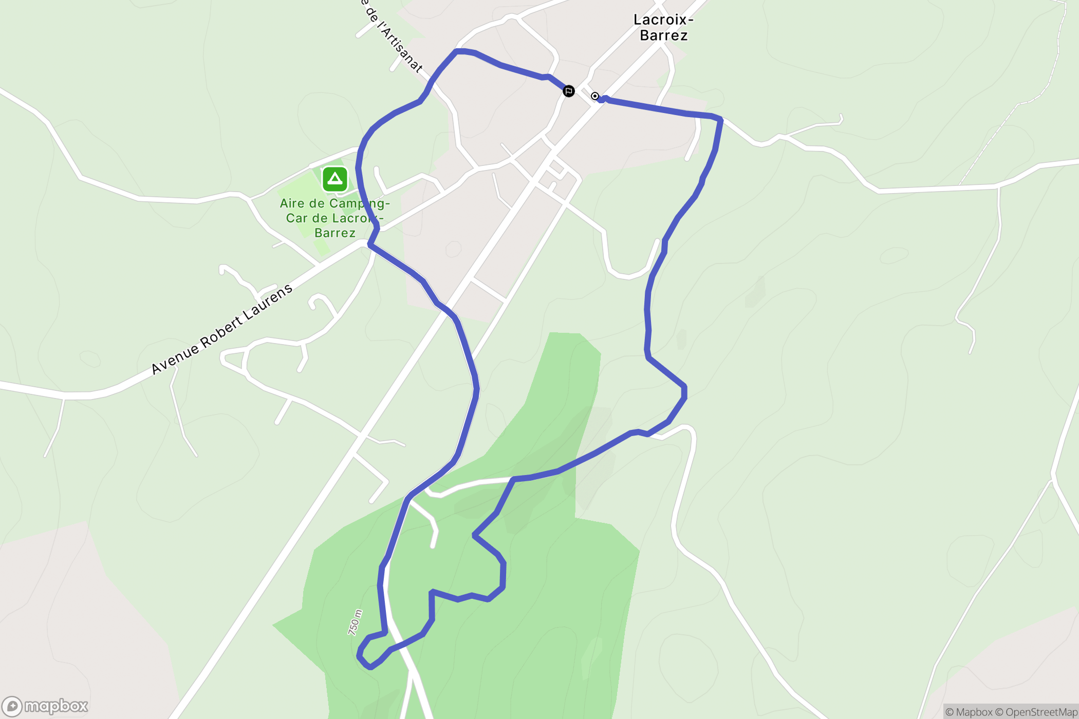 Lacroix-Barrez : carte du parcours de randonnée - France