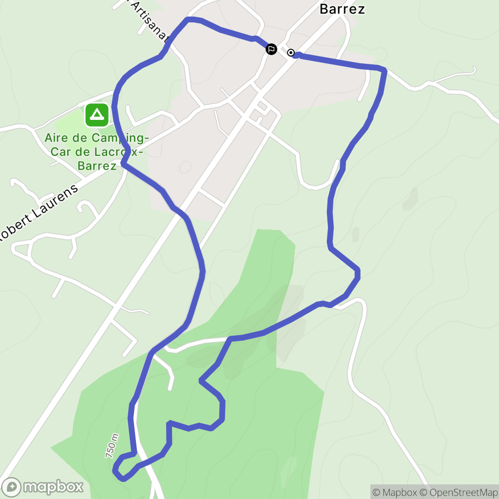 Lacroix-Barrez : carte du parcours de randonnée - France