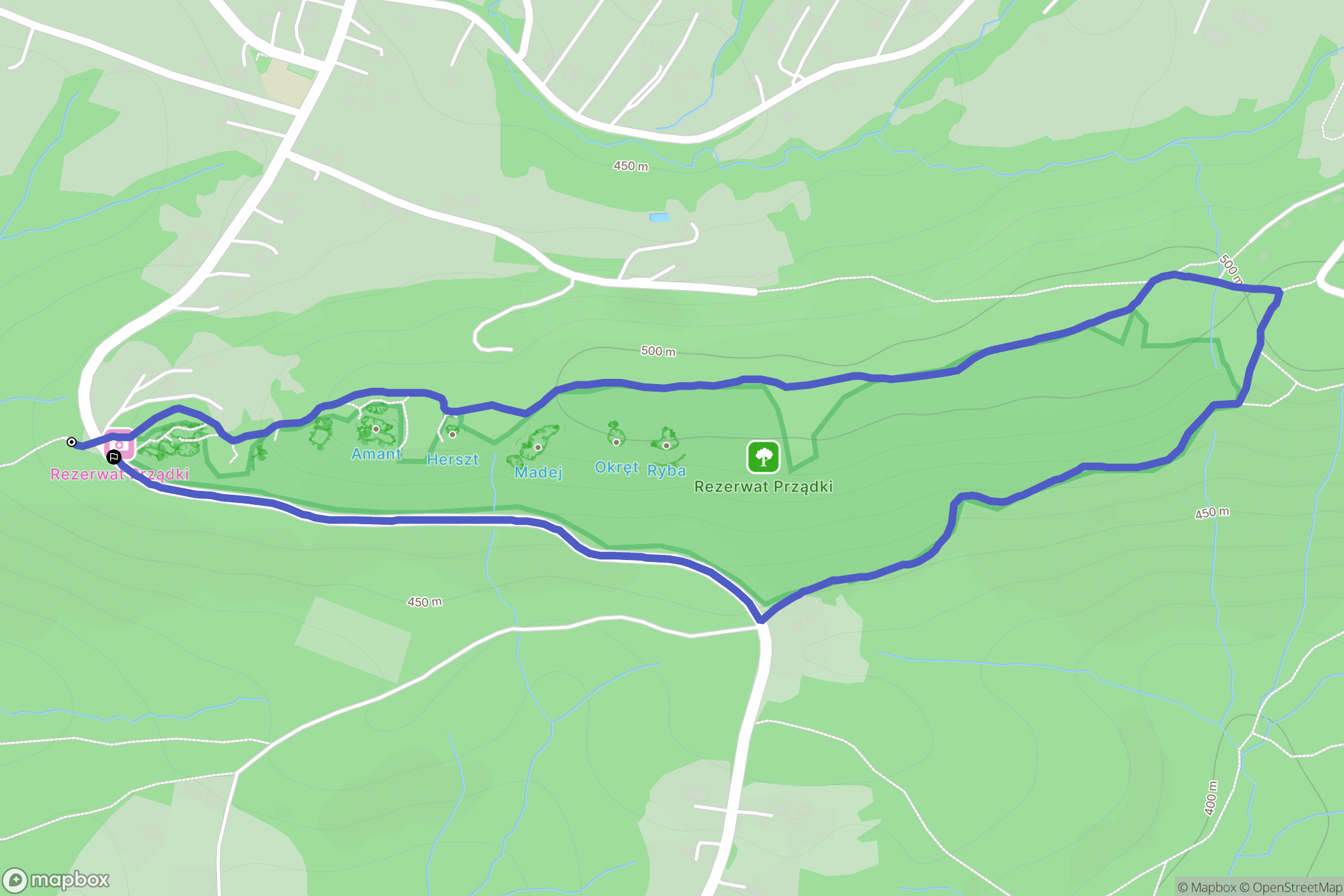 Korczyna: mapa trasy - Poland