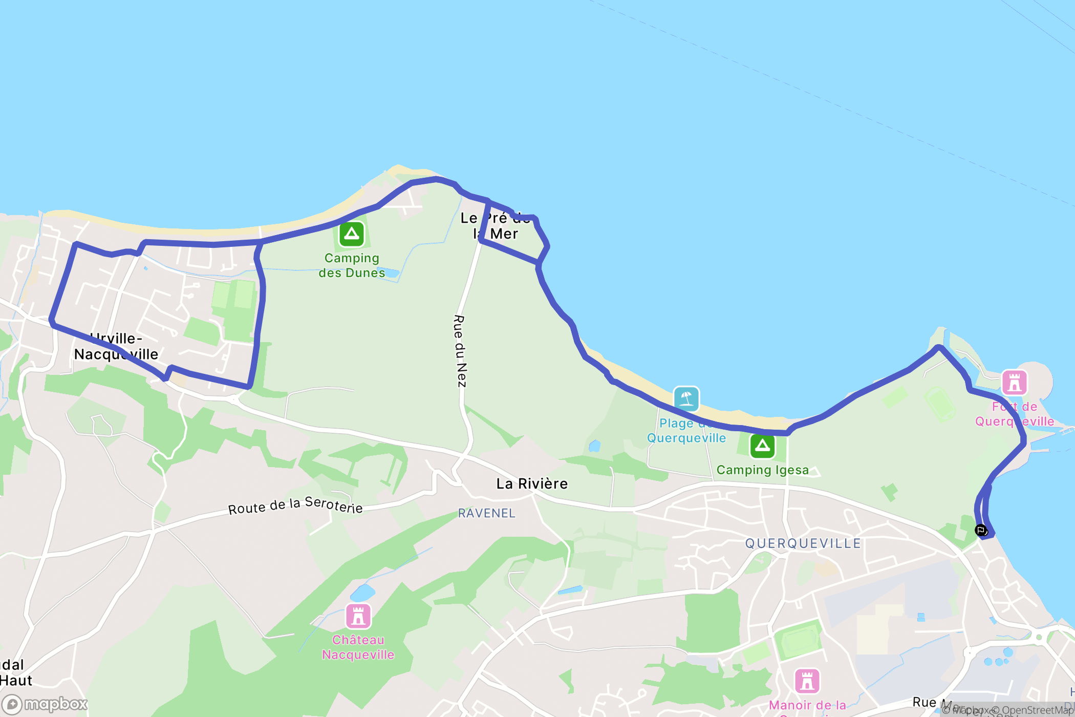 Cherbourg-en-Cotentin : carte du parcours de randonnée - France