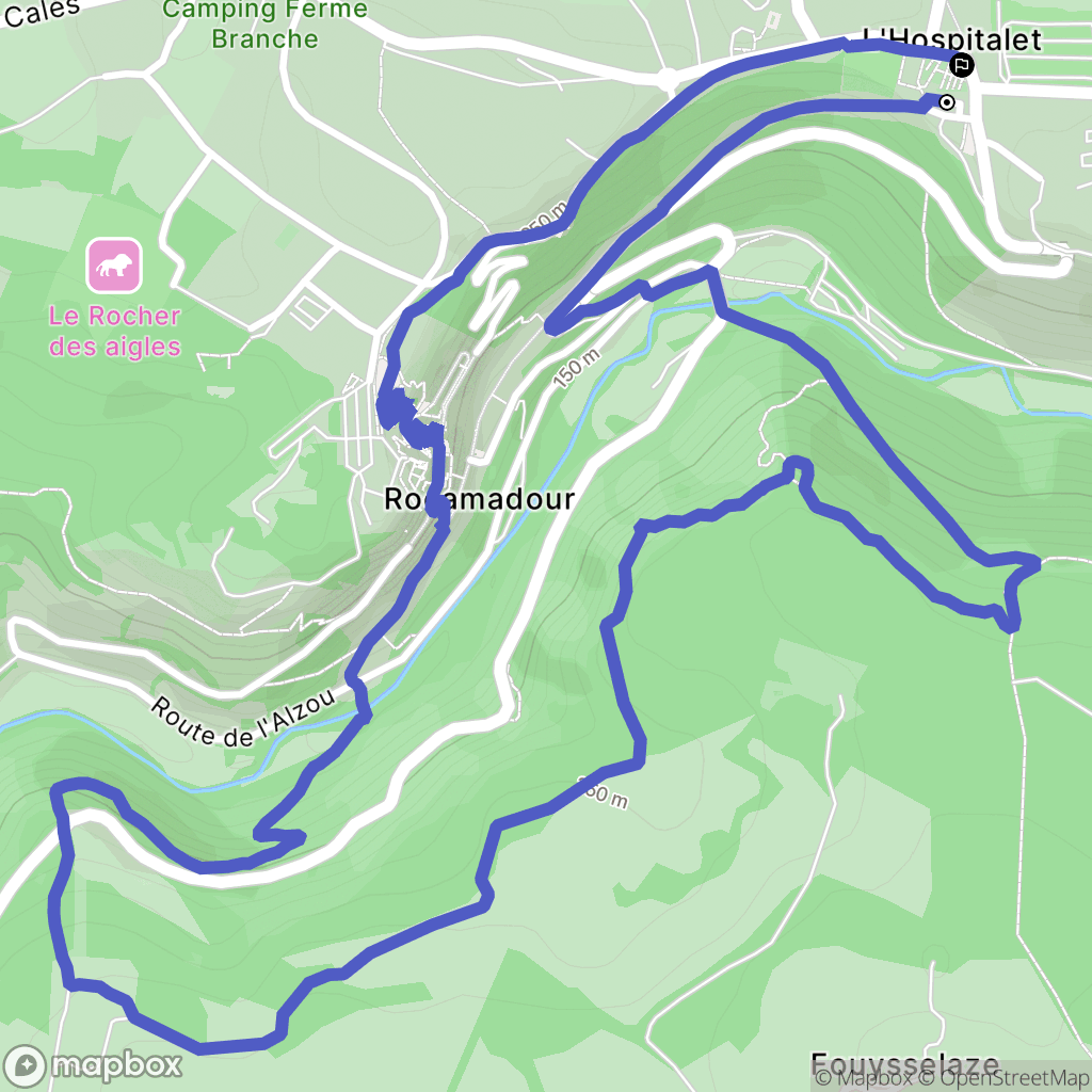 Rocamadour : carte du parcours de randonnée - France