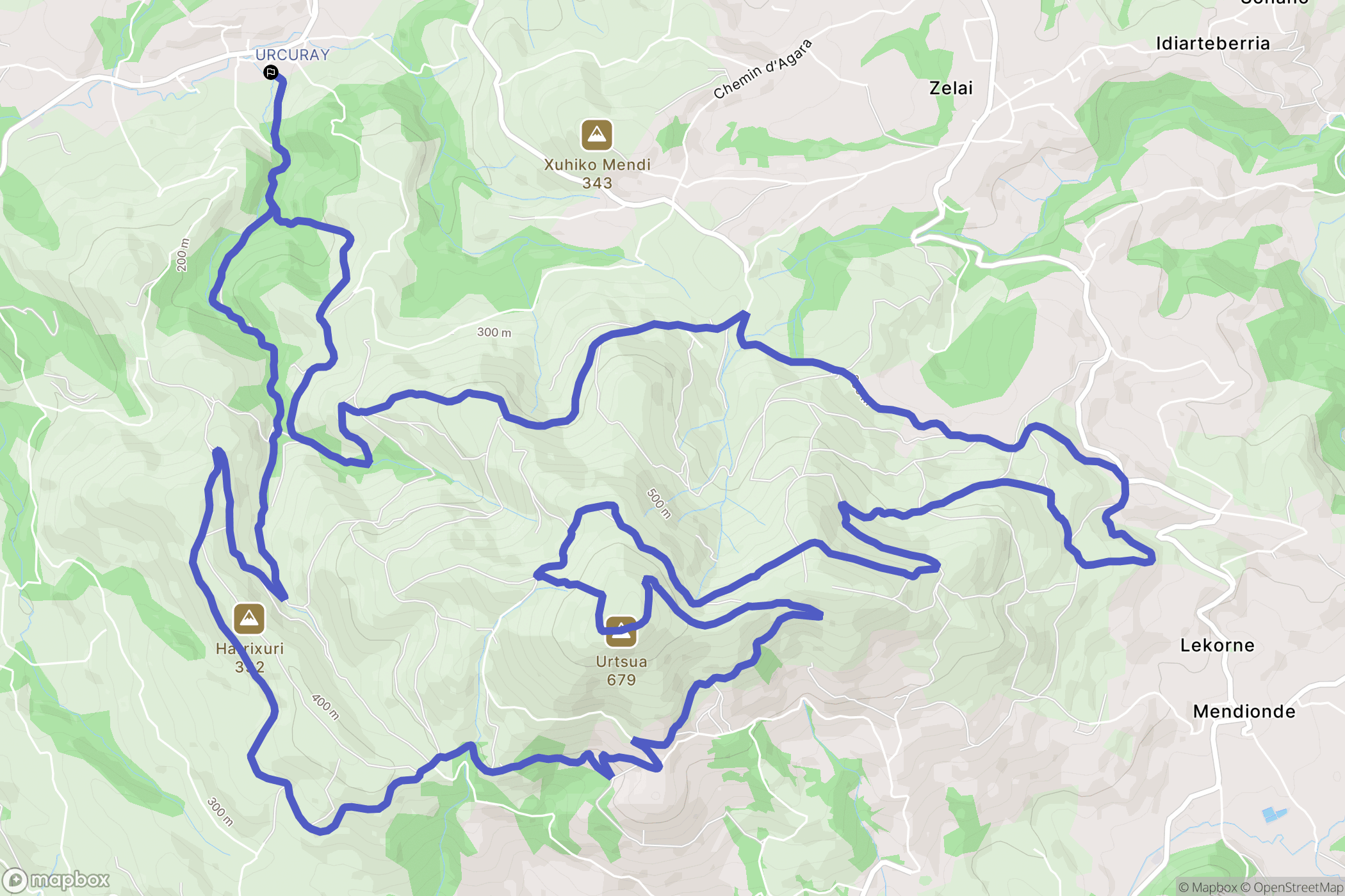 Hasparren : carte du parcours de randonnée - France