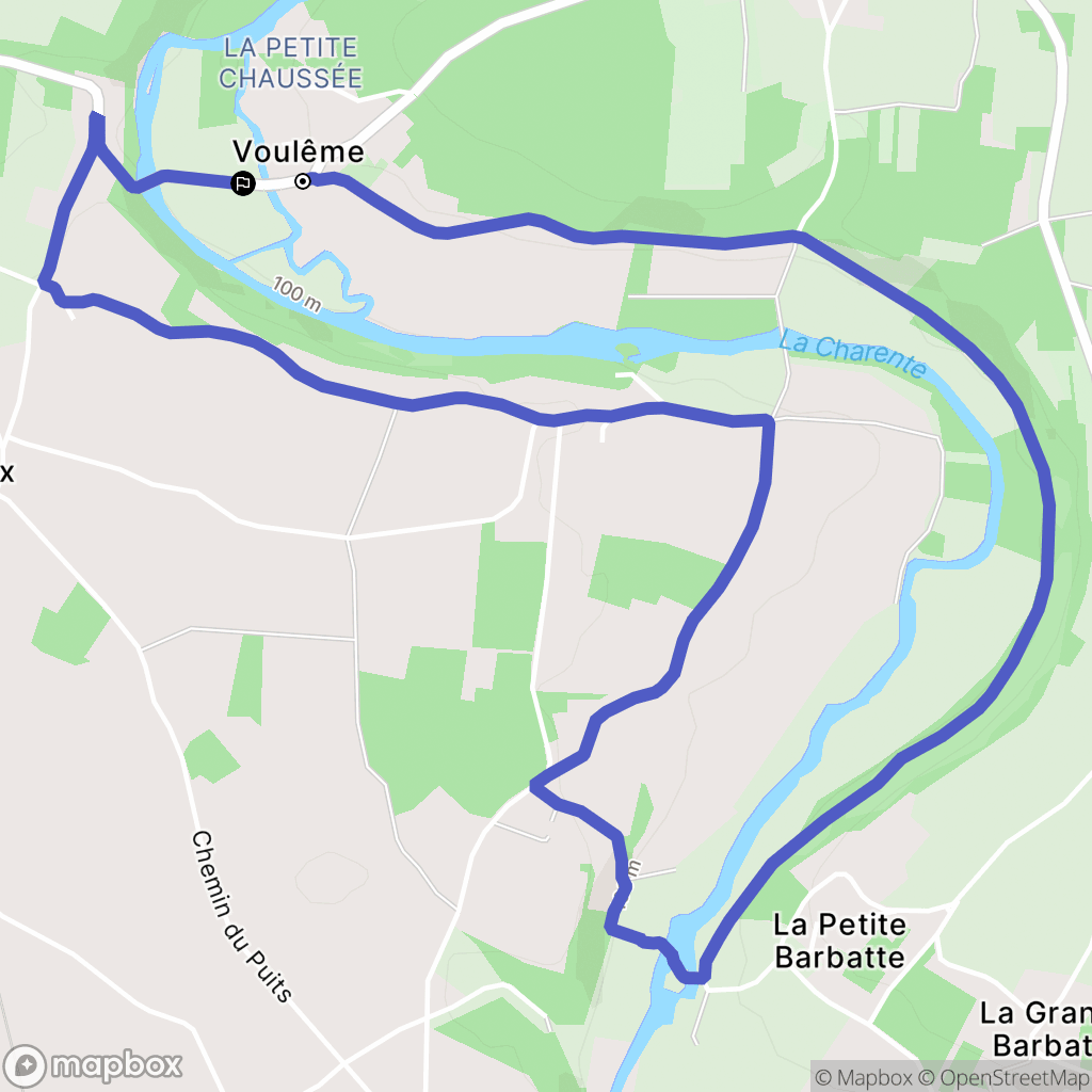 Voulême : carte du parcours de randonnée - France