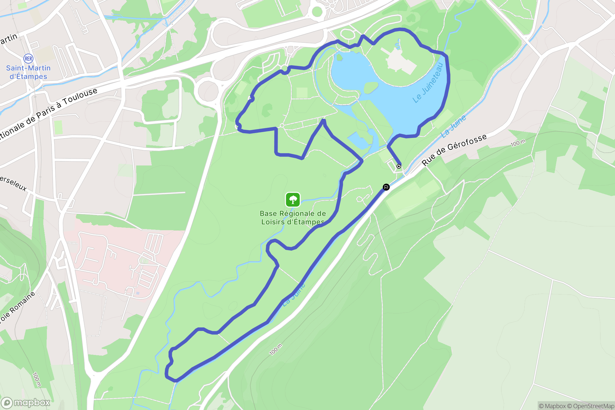 Étampes : carte du parcours de randonnée - France