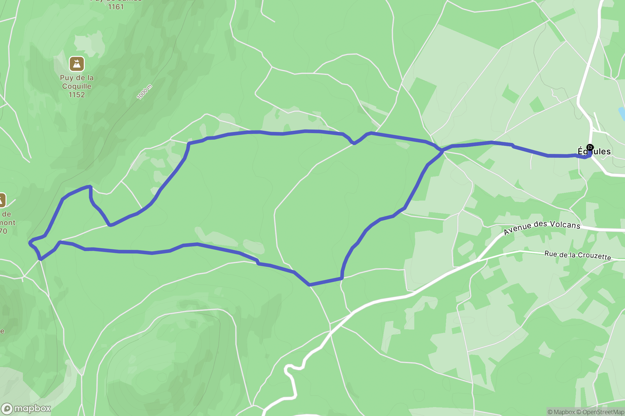 Volvic : carte du parcours de randonnée - France