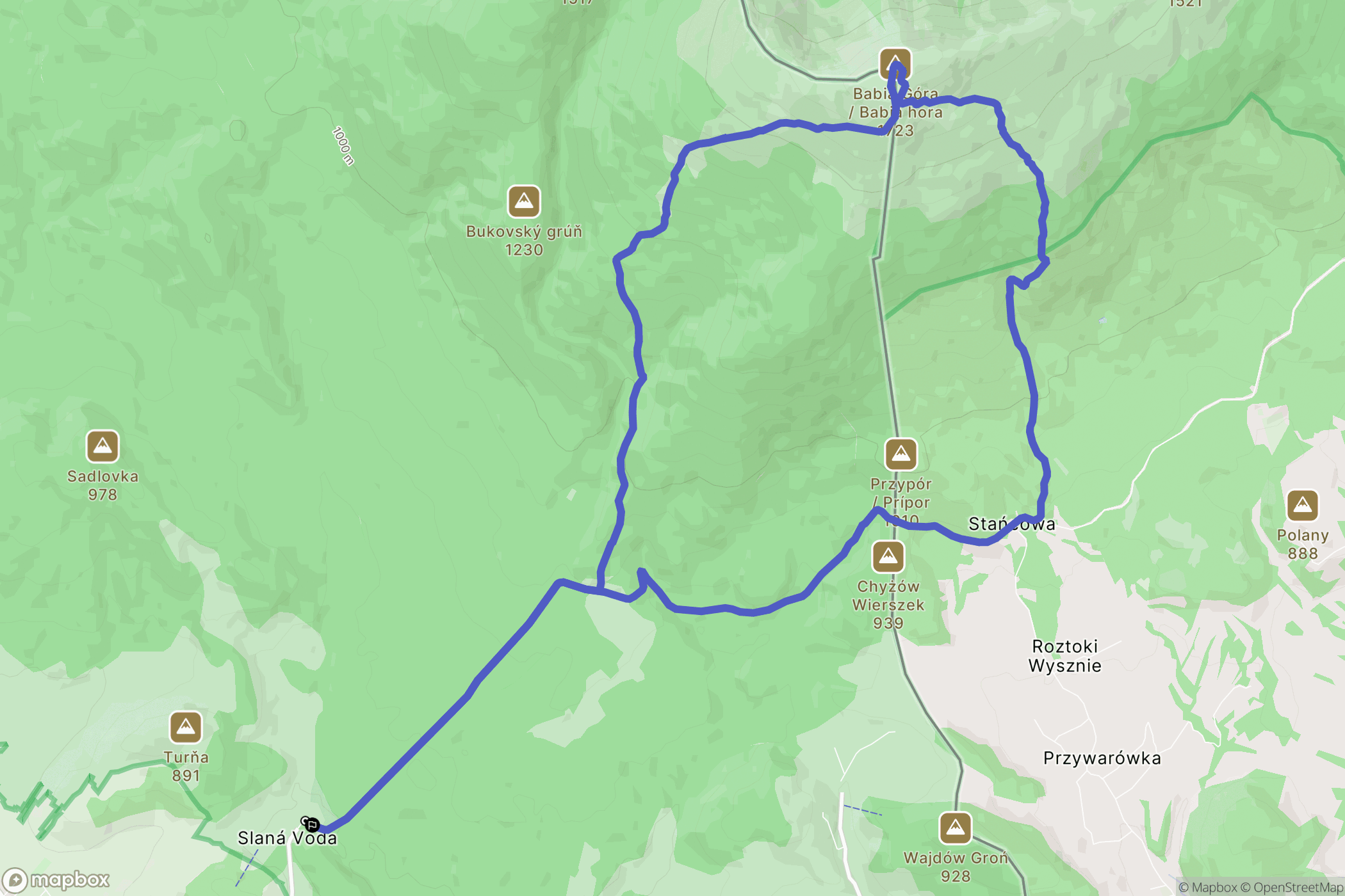 Oravská Polhora: mapa trasy - Slovakia