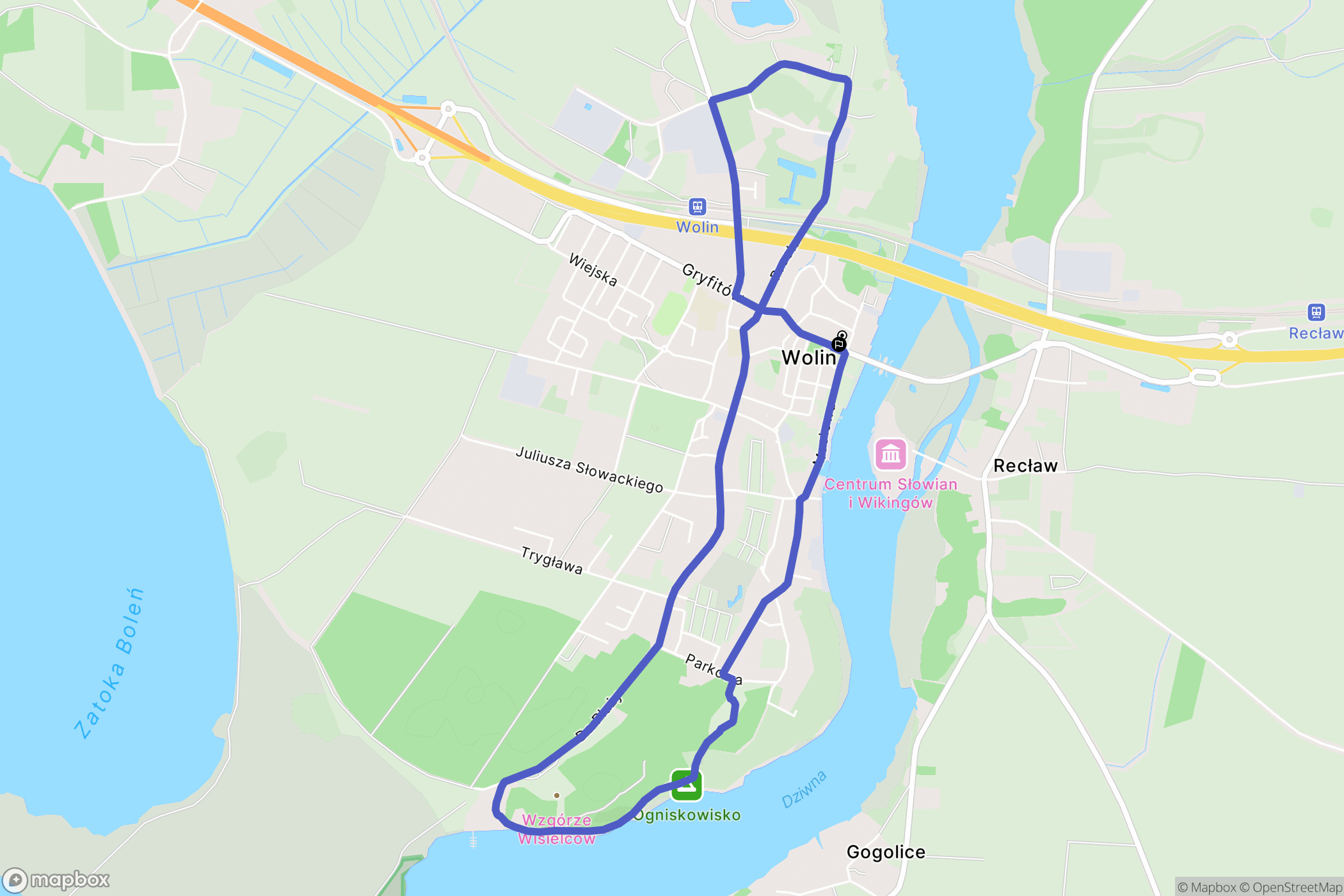 Wolin: mapa trasy - Poland