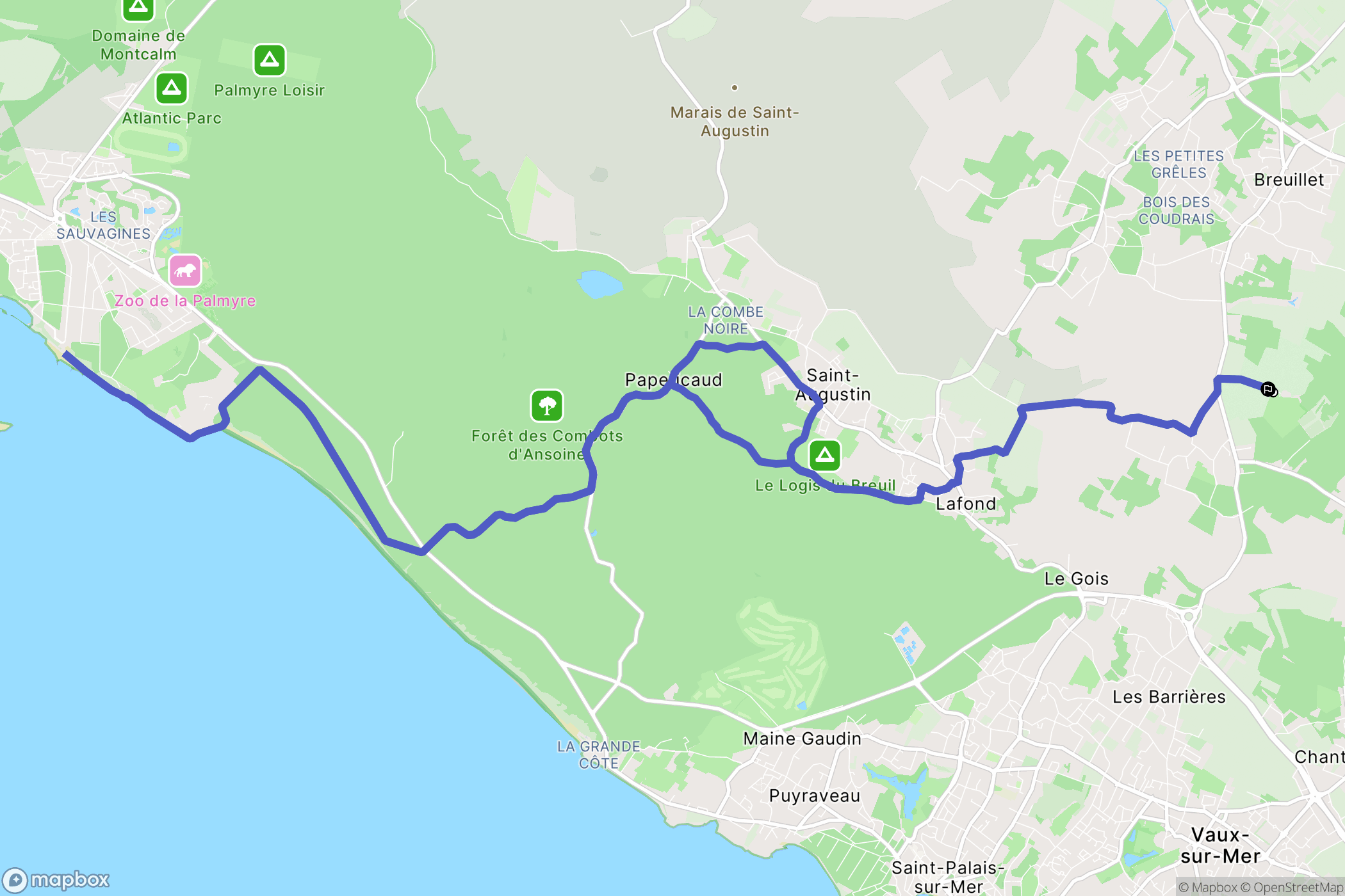 Breuillet : carte du parcours de randonnée - France