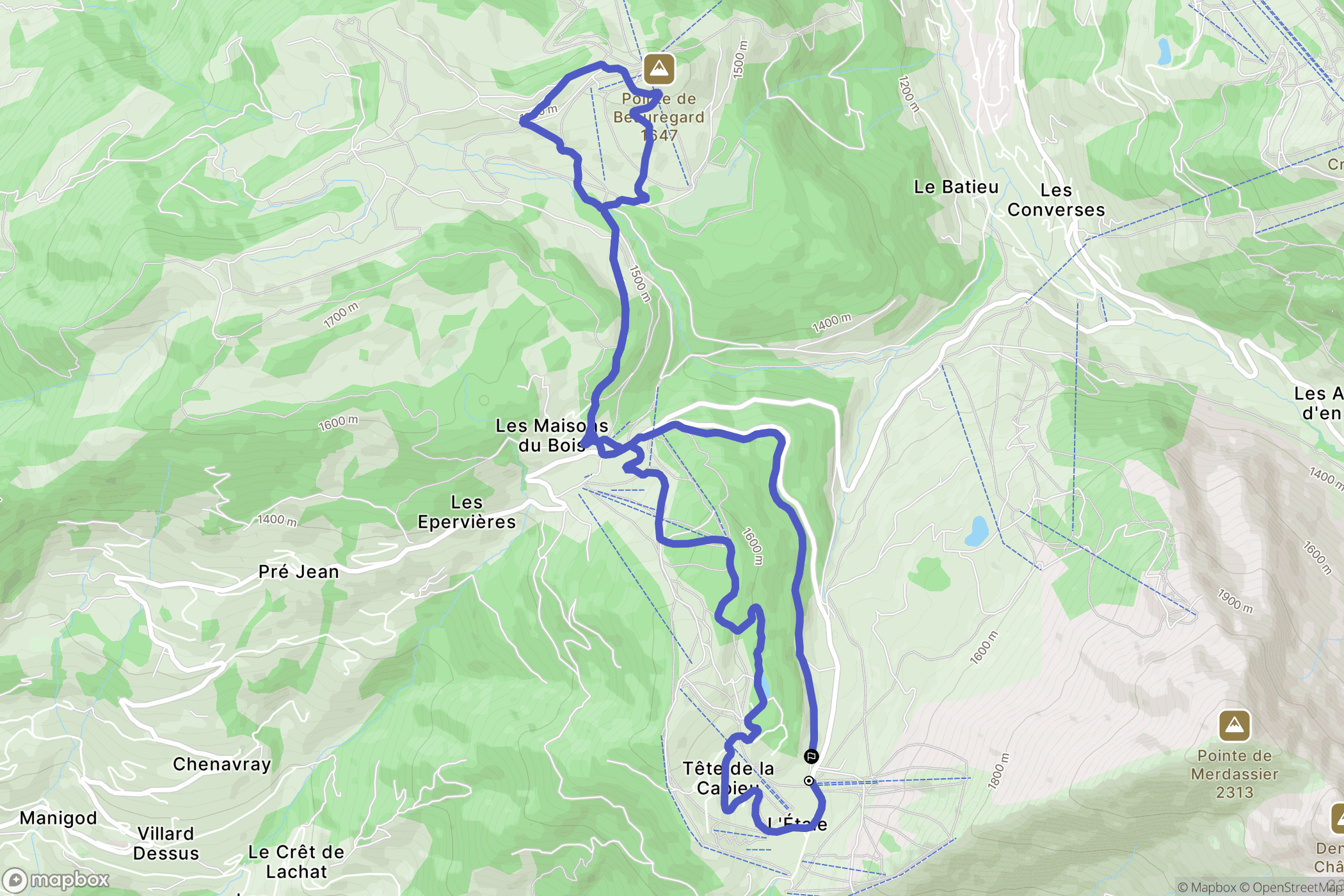 Manigod : carte du parcours de randonnée - France